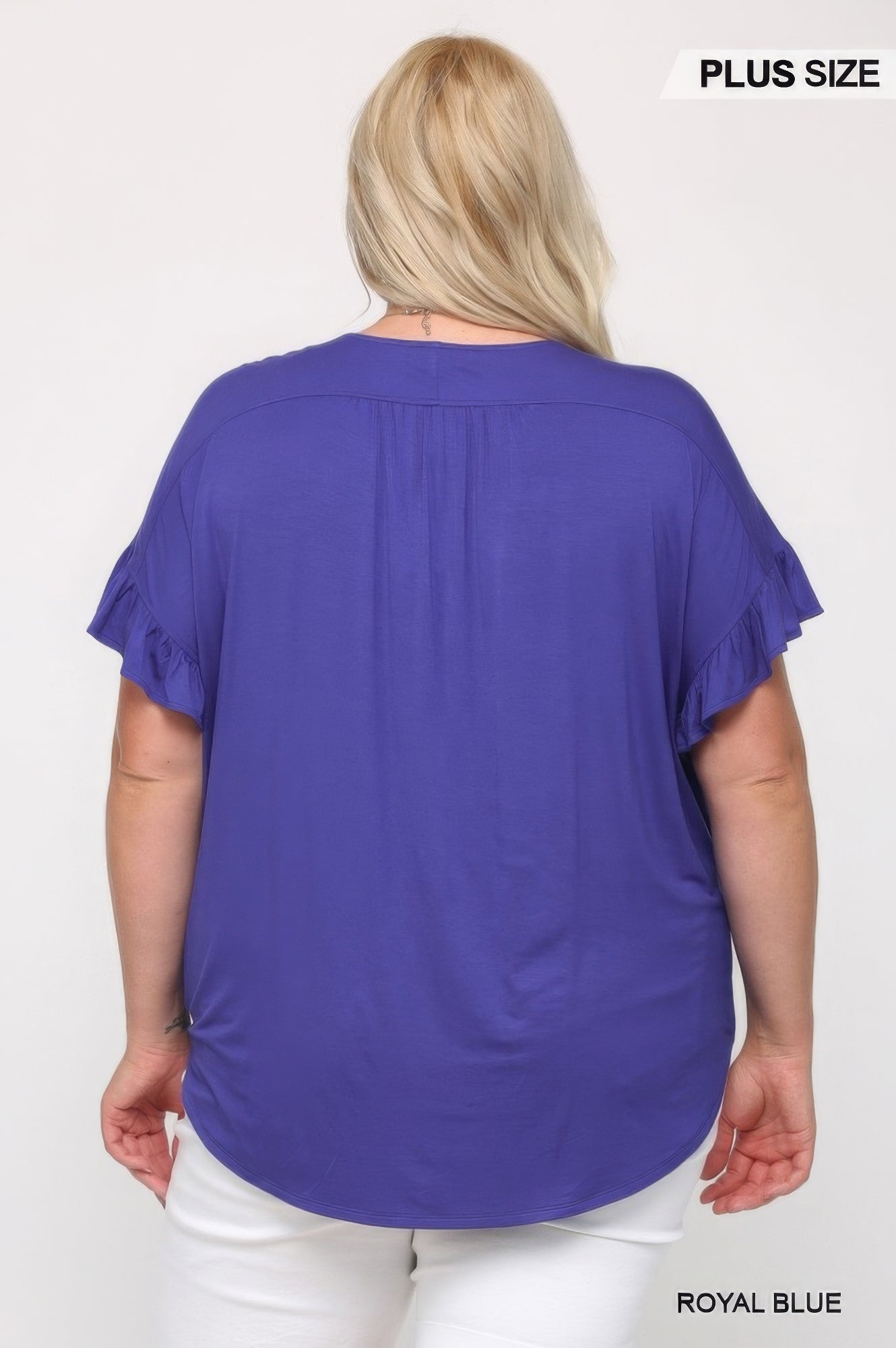 Solid Viscose Knit Surplice Top With Ruffle Sleeve - AV Fashion’s