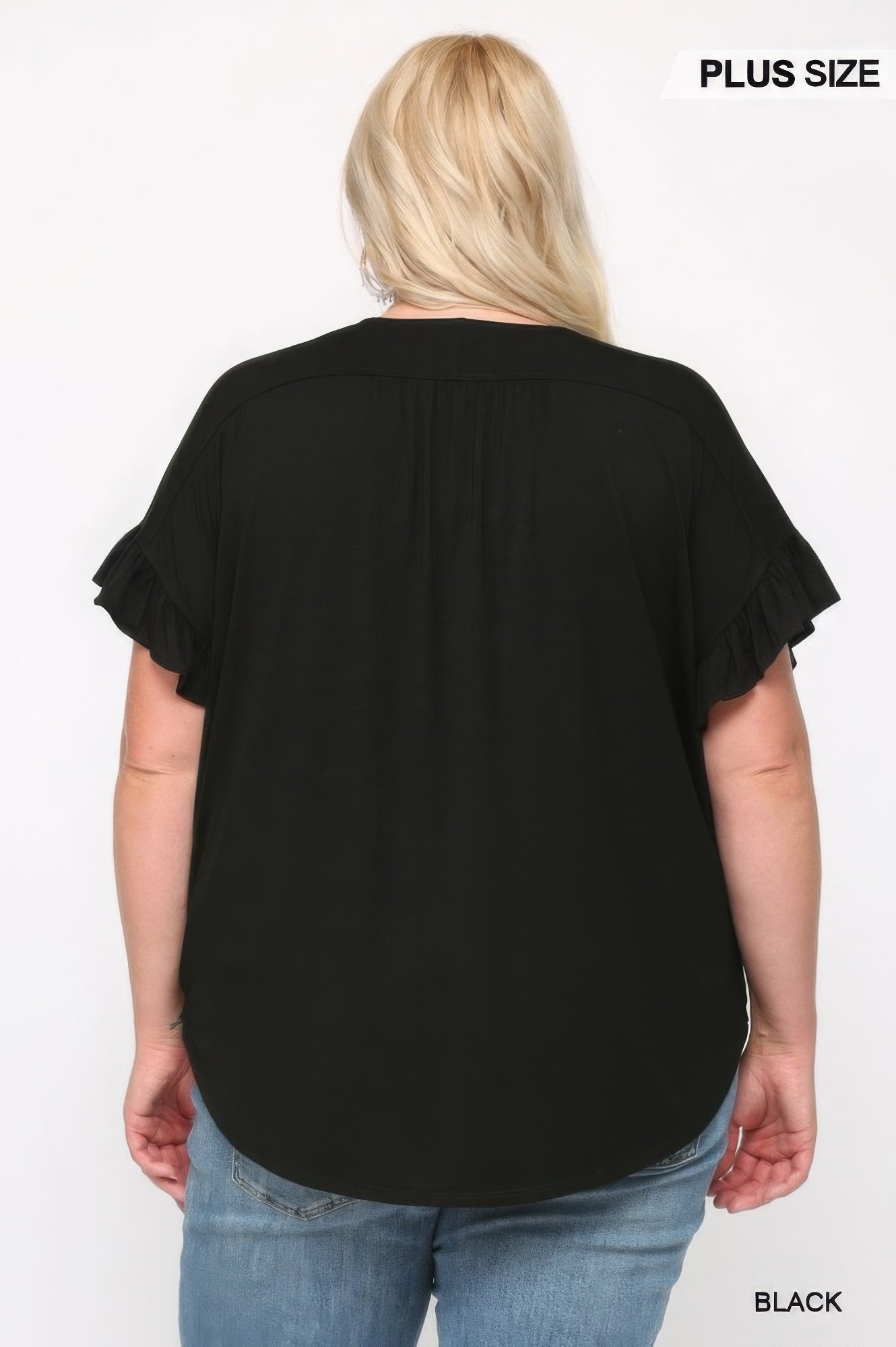 Solid Viscose Knit Surplice Top With Ruffle Sleeve - AV Fashion’s