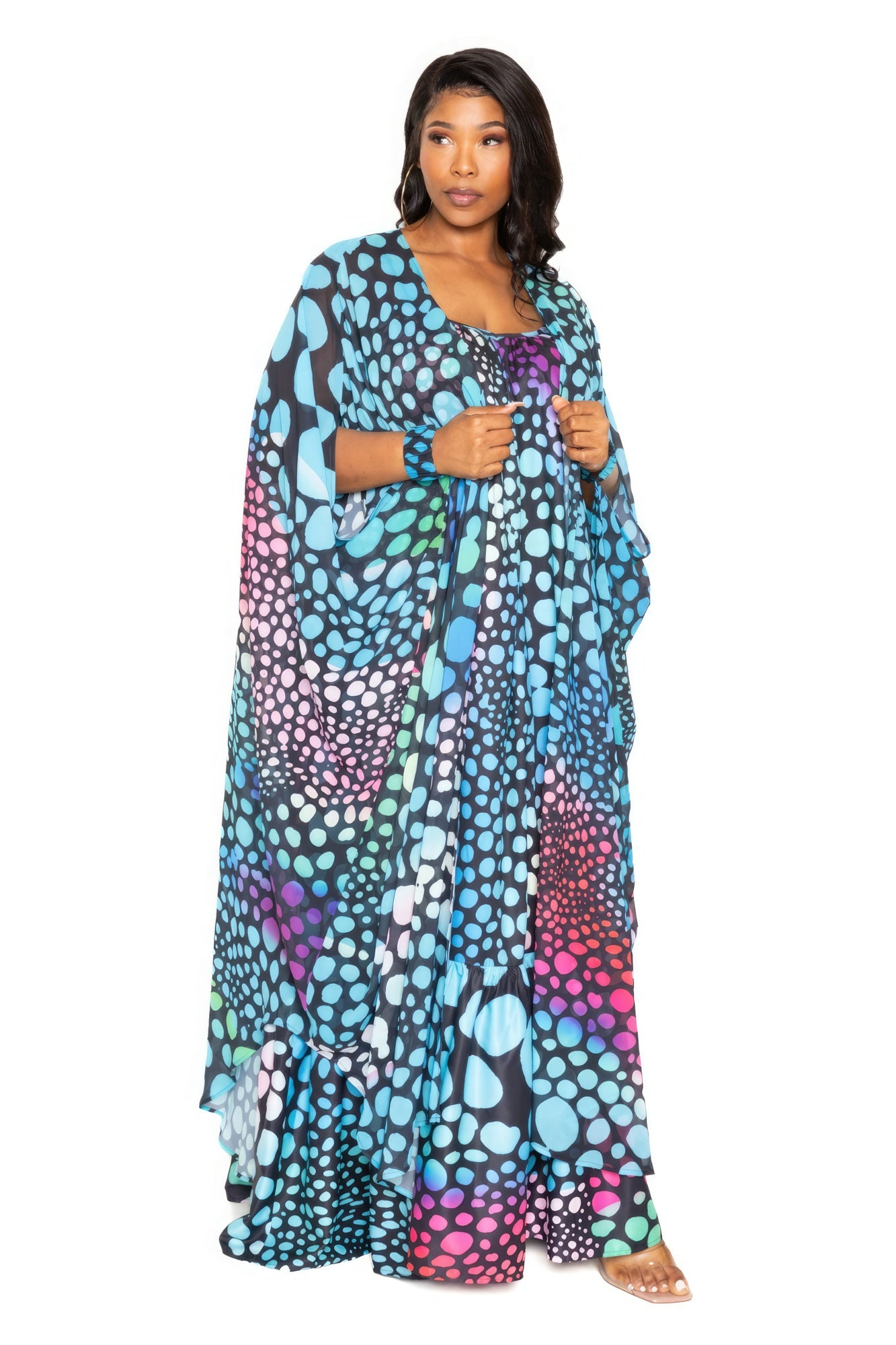 Dot Robe With Wrist Band - AV Fashion’s