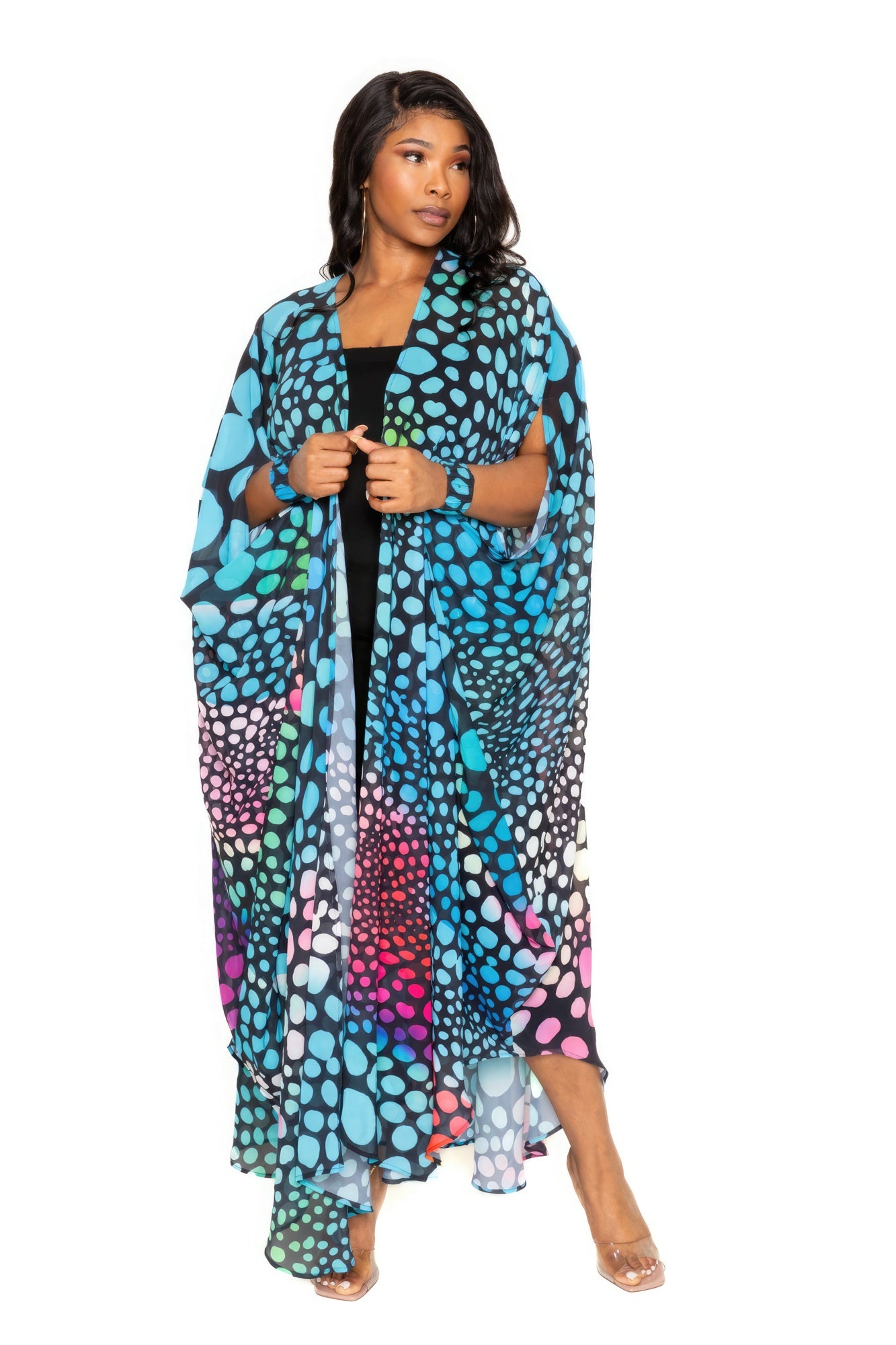 Dot Robe With Wrist Band - AV Fashion’s