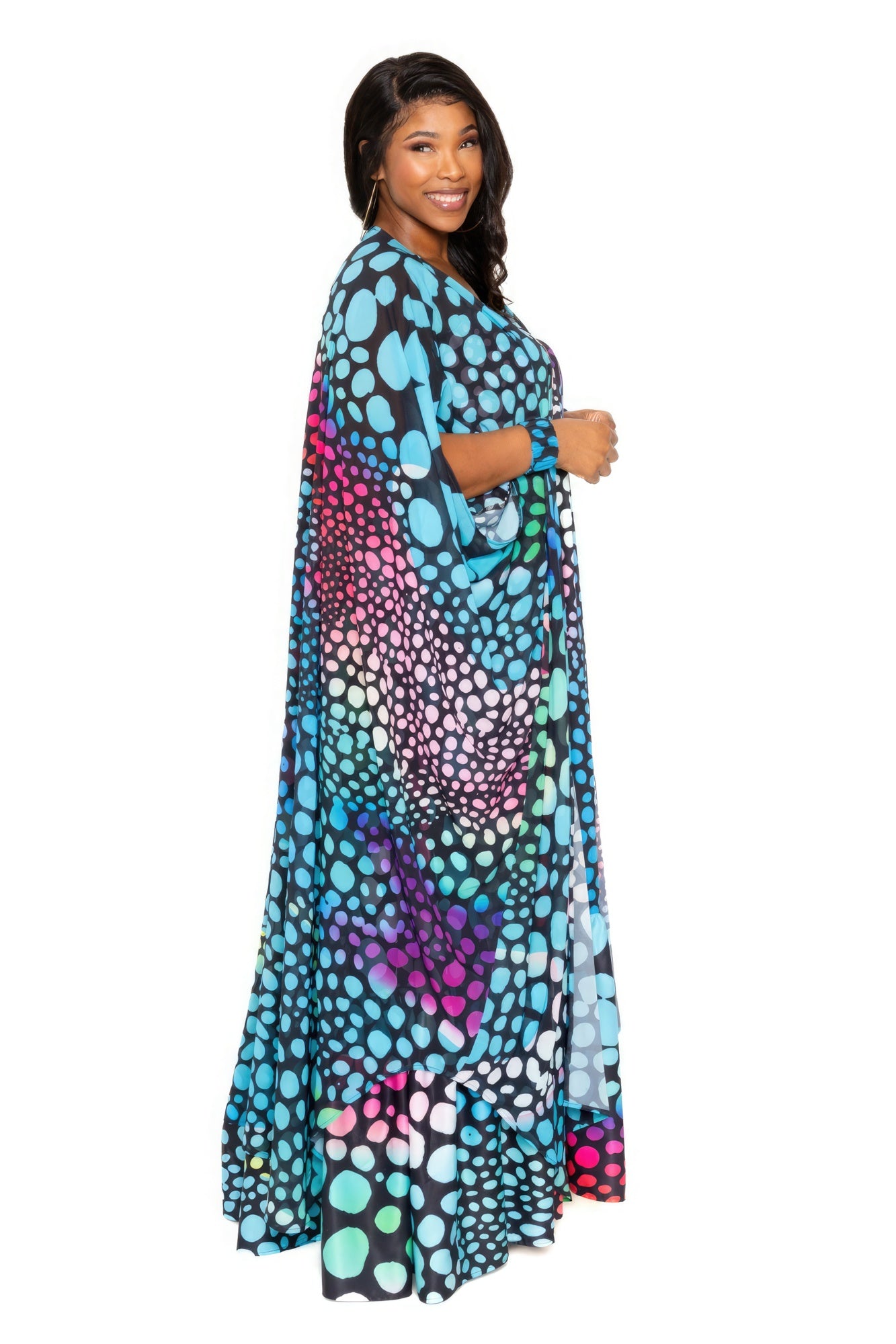 Dot Robe With Wrist Band - AV Fashion’s