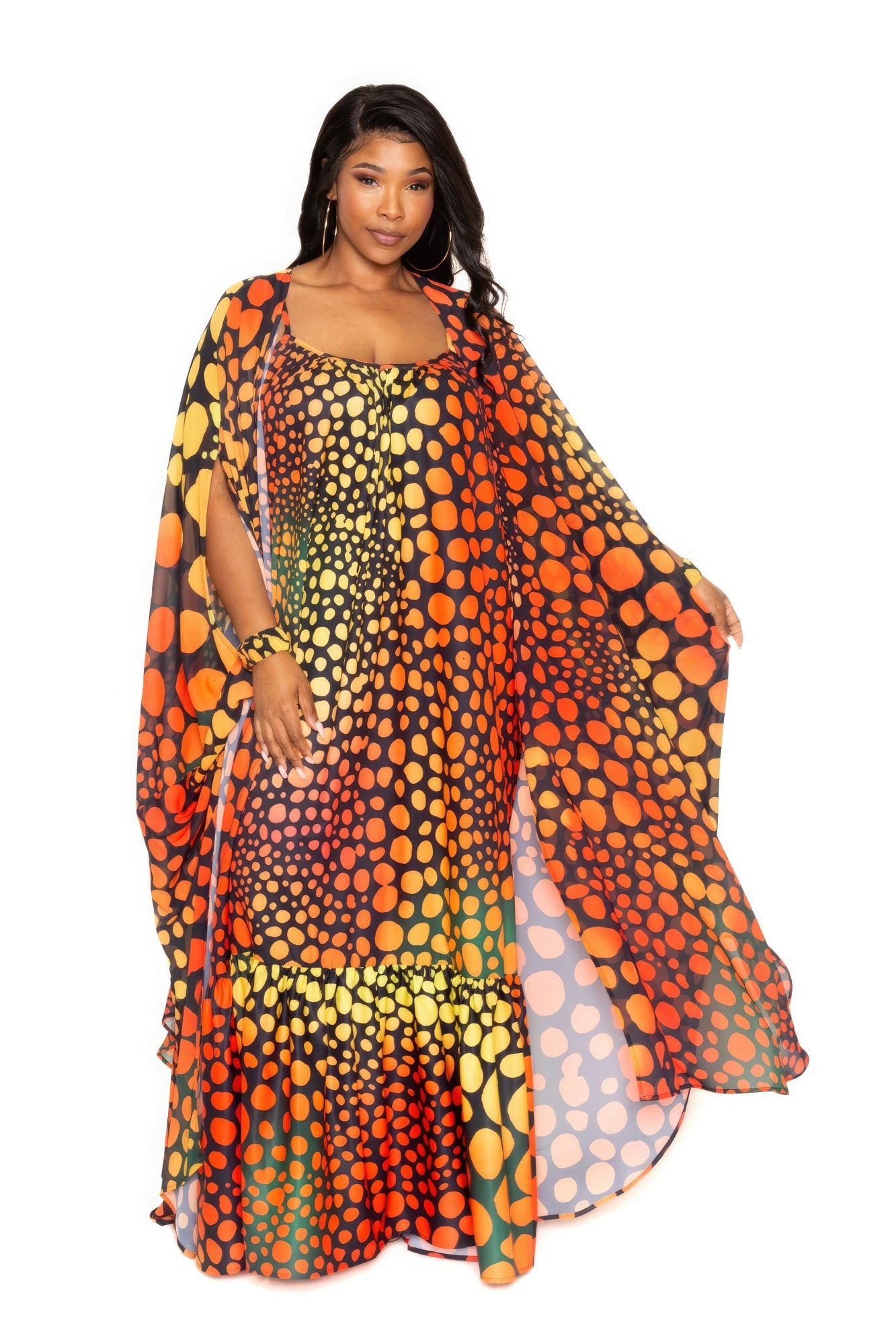 Dot Robe With Wrist Band - AV Fashion’s