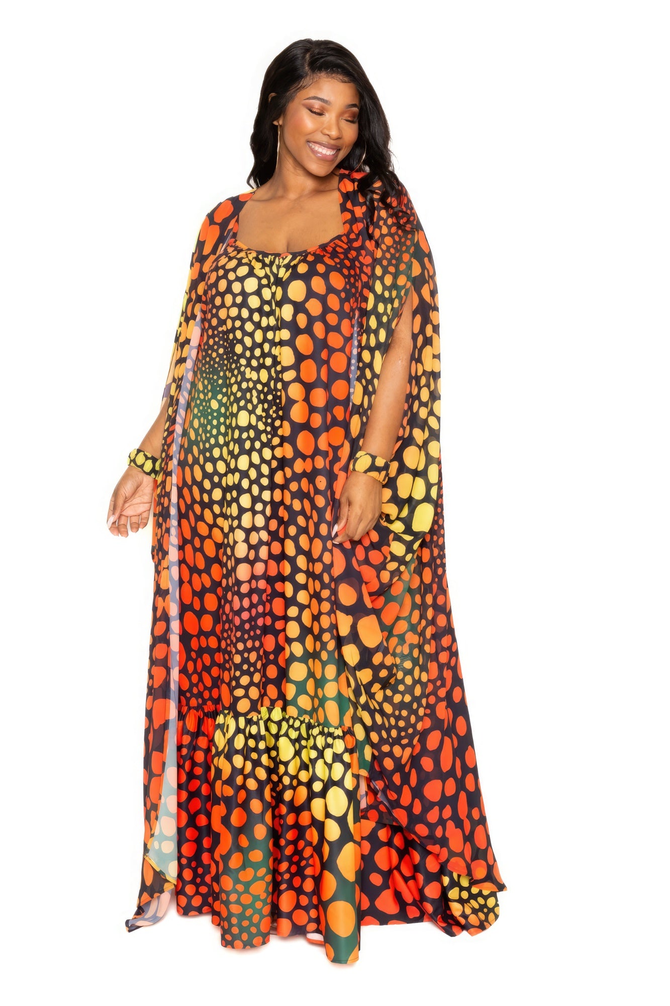 Dot Robe With Wrist Band - AV Fashion’s