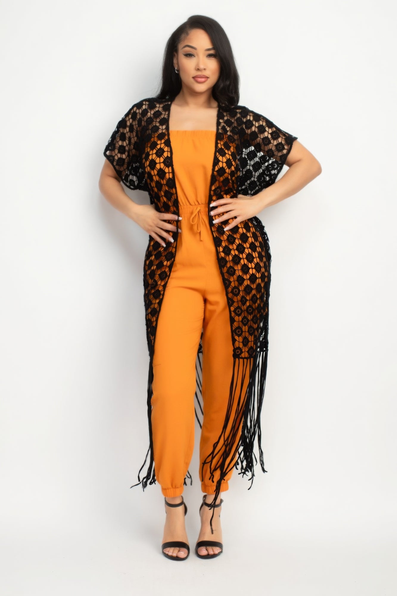 Crocheted Open-front Fringe Kimono - AV Fashion’s