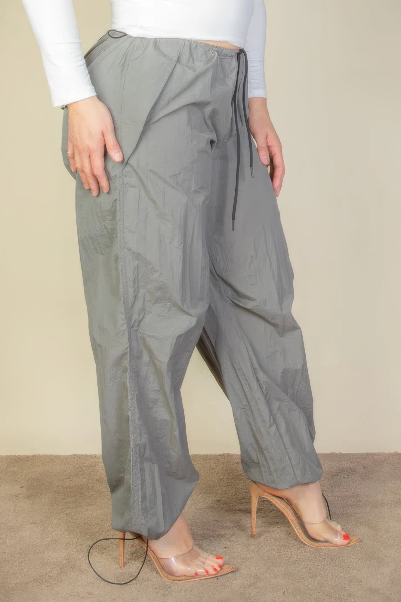 Plus Size Drawstring Waist Parachute Pants - AV Fashion’s