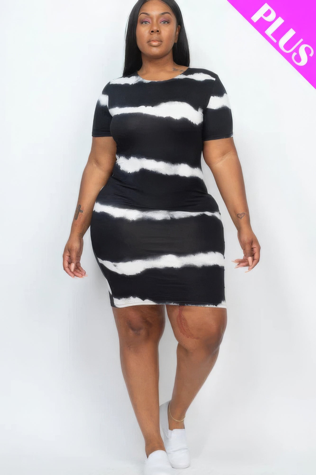 Plus Size Tie-dye Print Bodycon Dress - AV Fashion’s