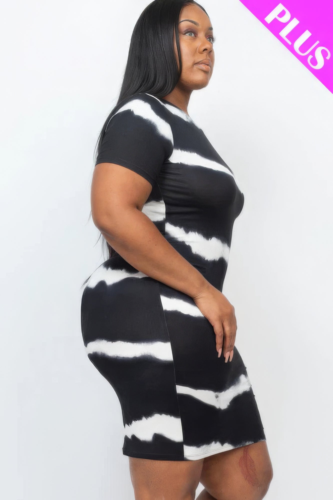 Plus Size Tie-dye Print Bodycon Dress - AV Fashion’s