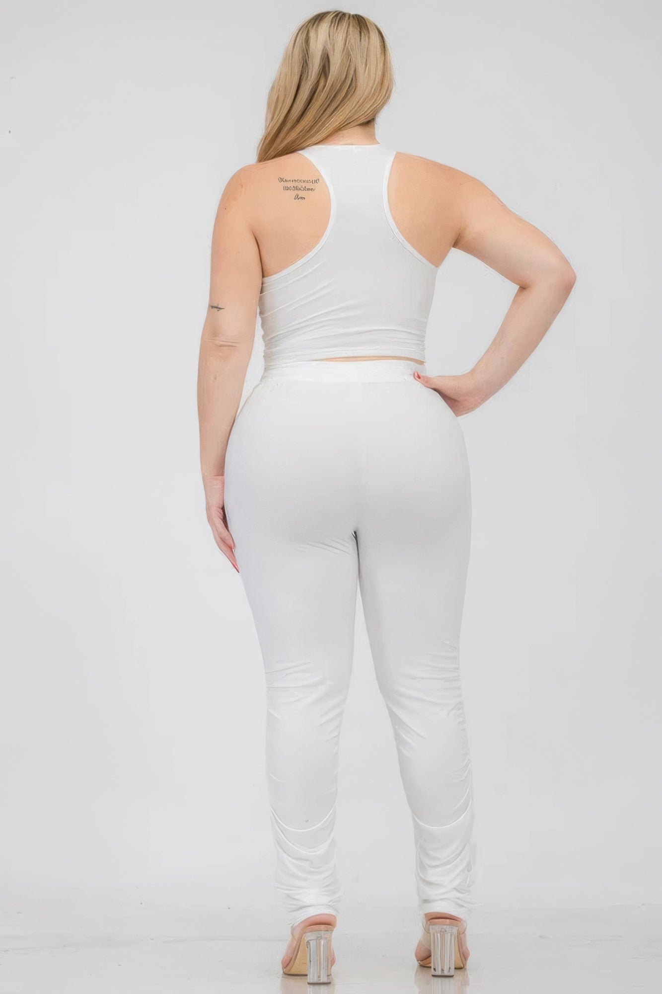 Plus Size Crop Tank Top & Ruched Pants Set - AV Fashion’s