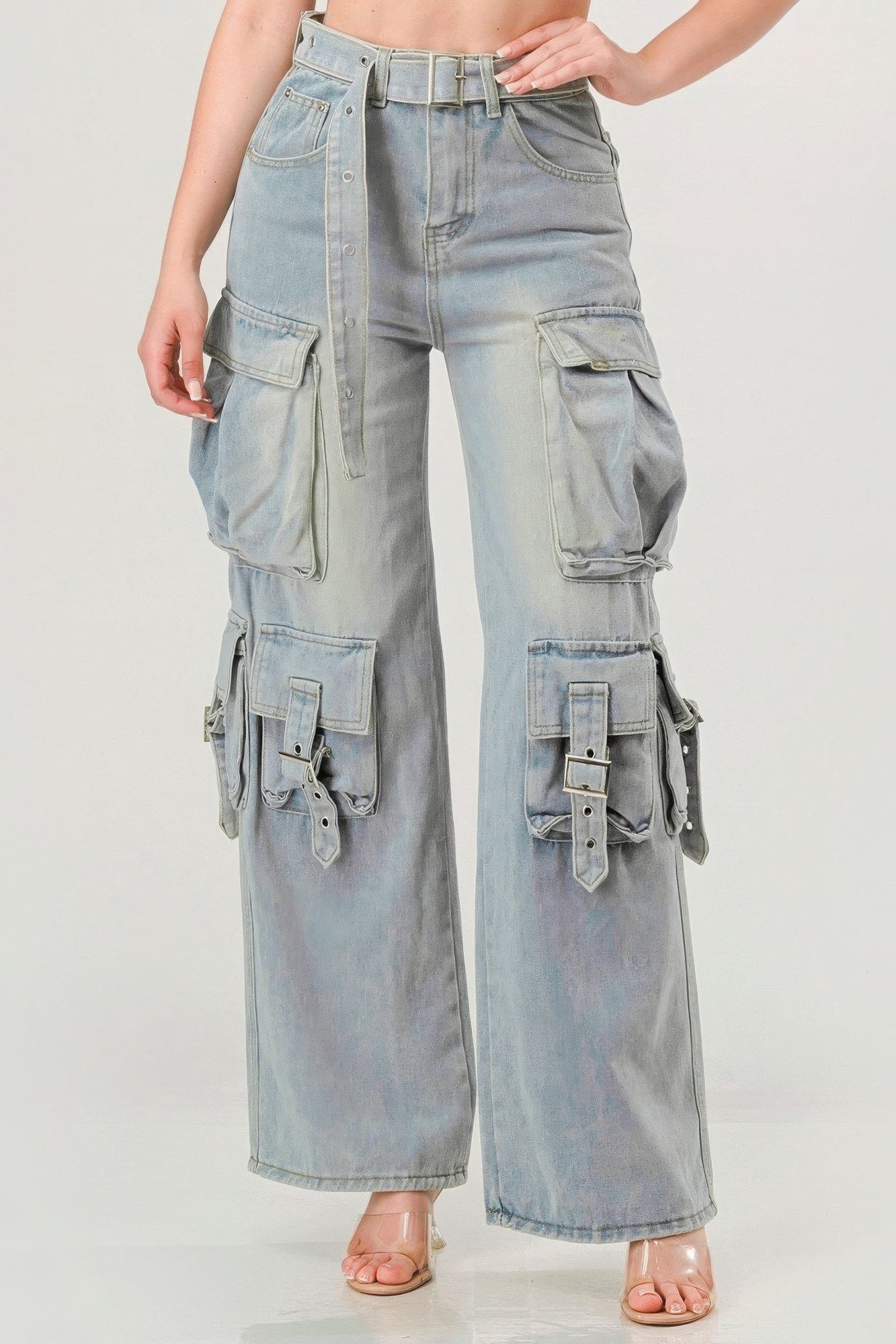 Belted Denim Cargo Jean - AV Fashion’s