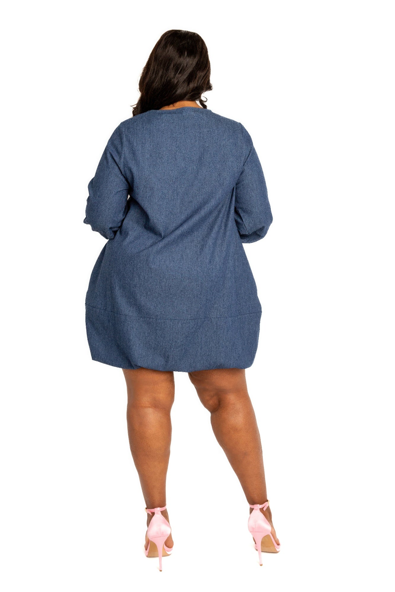 Washed denim bubbled dress - AV Fashion’s