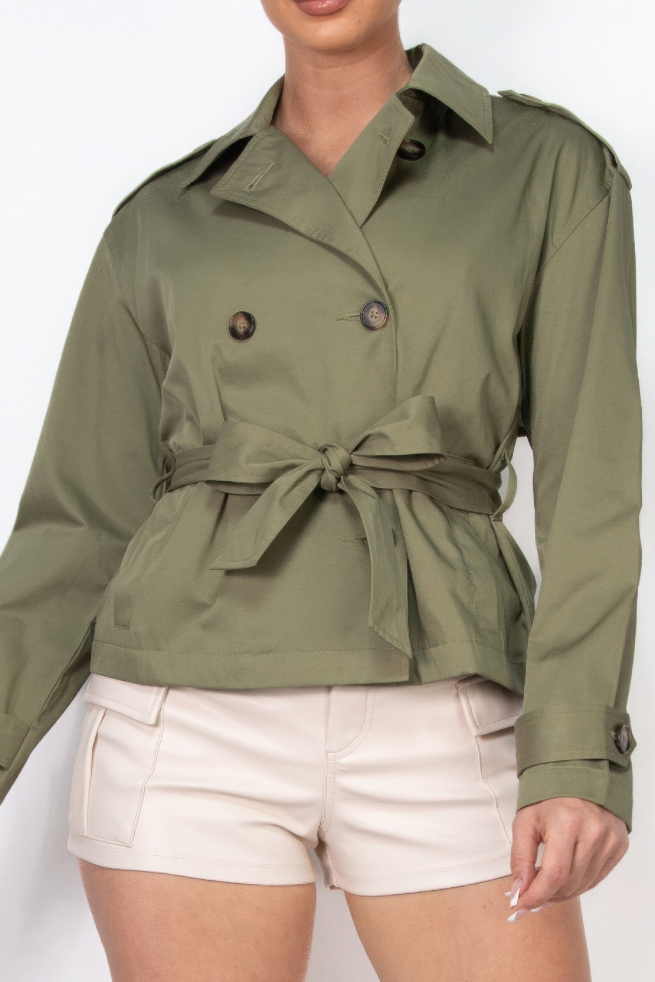 Double-breasted Waist-tie Trench Coat - AV Fashion’s