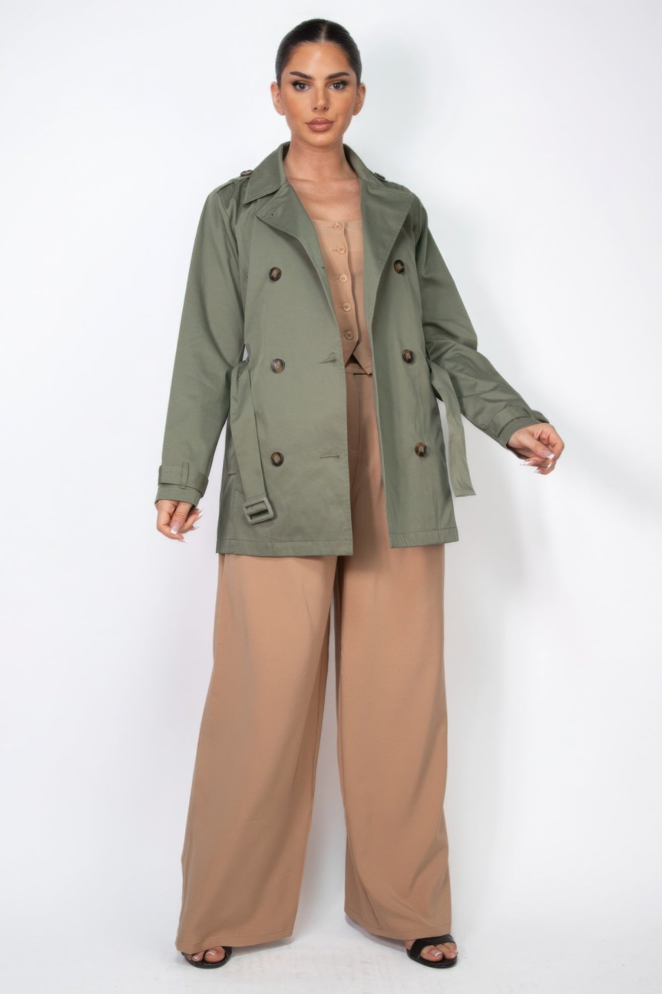 Double-breasted Notch Belted Coat - AV Fashion’s