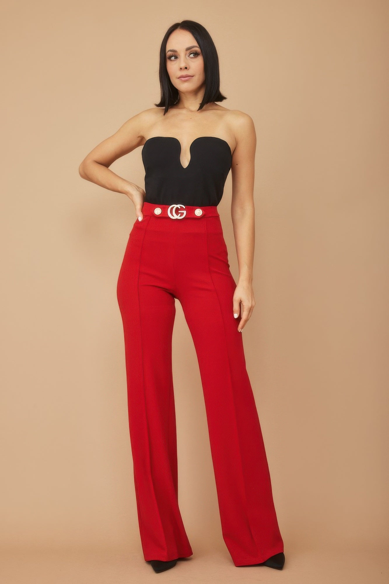 Cg Buckle And Button Detail Pants - AV Fashion’s