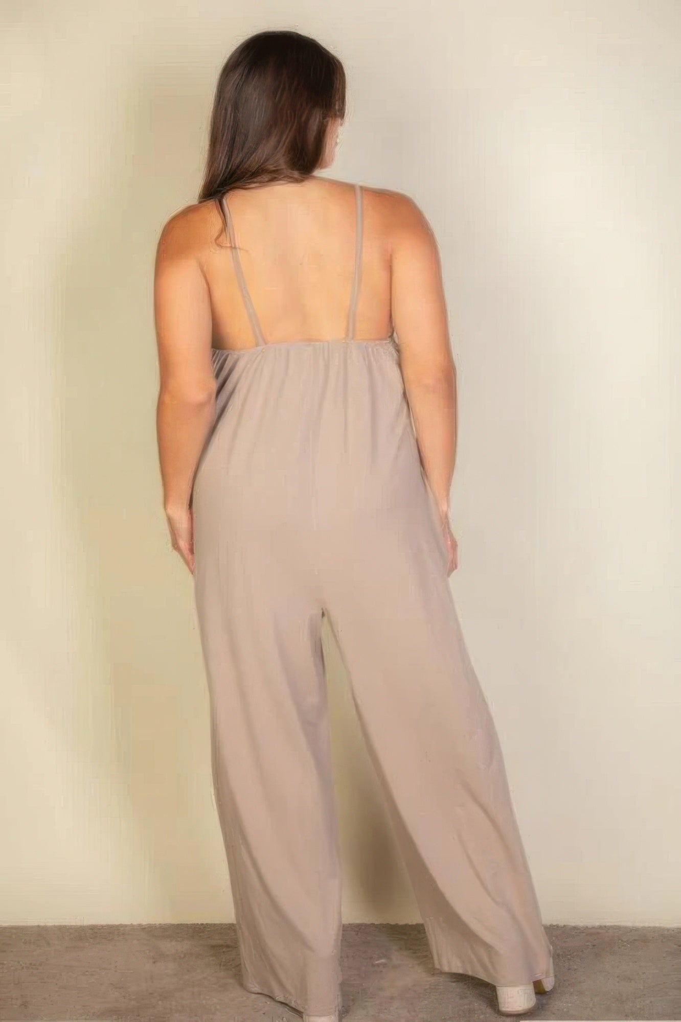 Plus spaghetti strap solid wide jumpsuit - AV Fashion’s