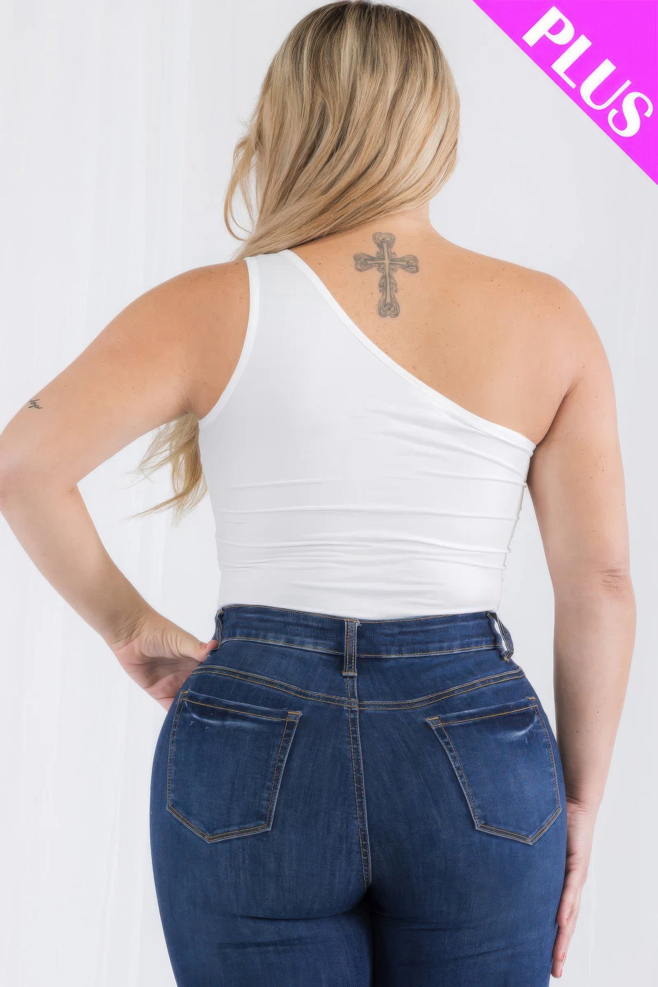 Plus size one shoulder solid casual bodysuit - AV Fashion’s