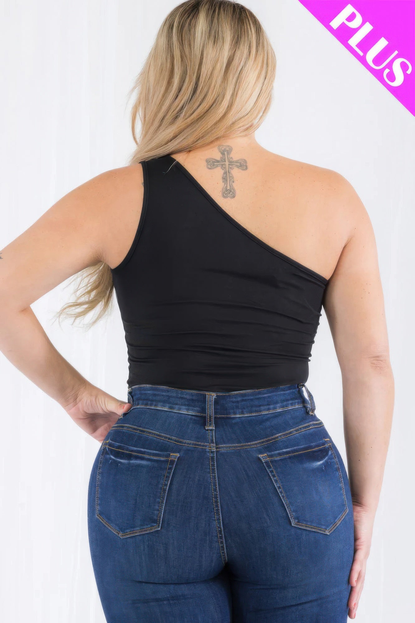 Plus size one shoulder solid casual bodysuit - AV Fashion’s