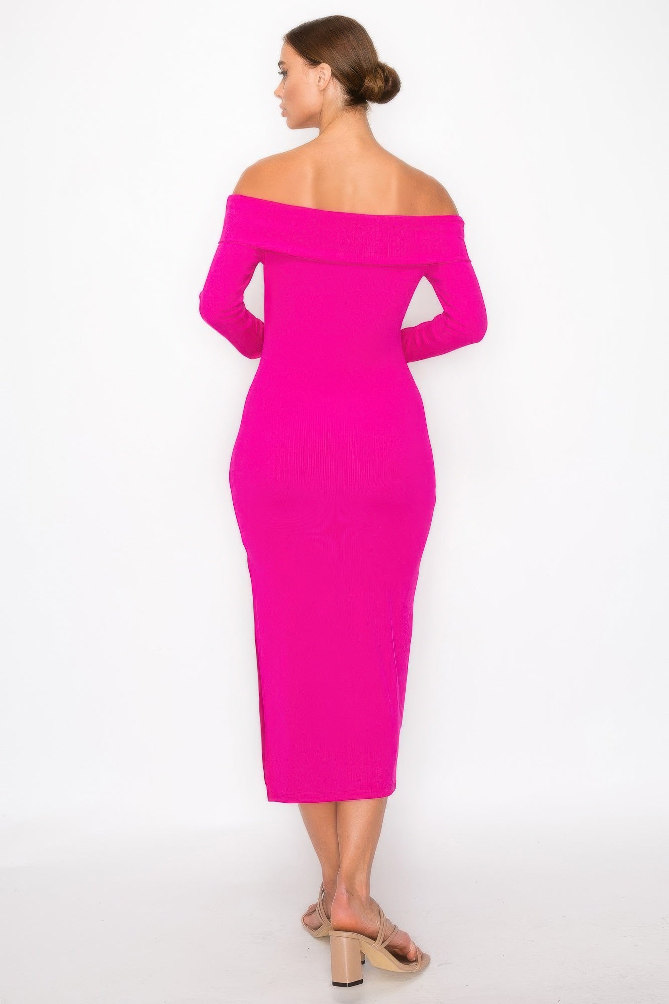 Off-shoulder Rib Midi Dress - AV Fashion’s