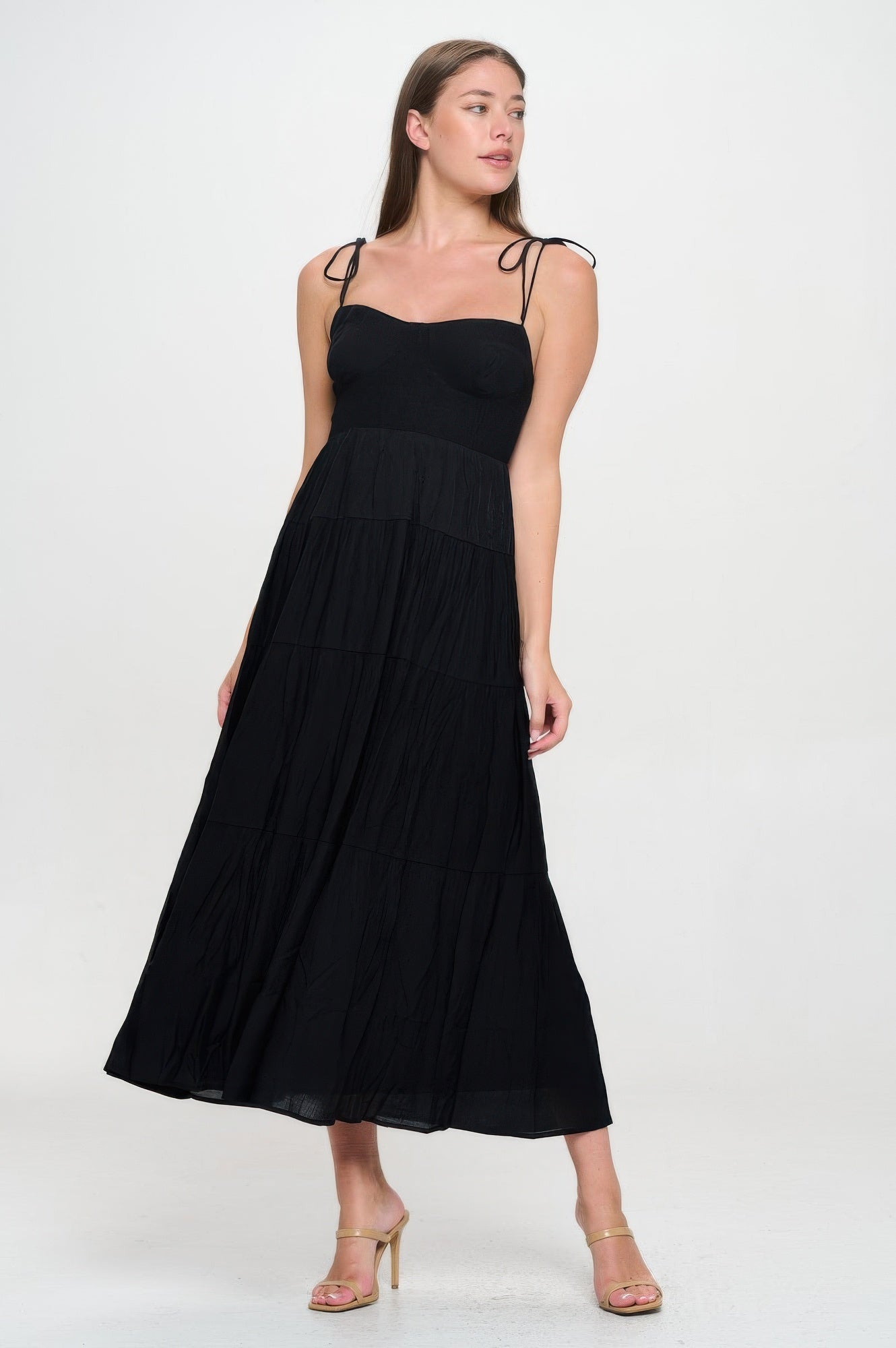 Solid Smocked Ruffle Maxi Dress - AV Fashion’s
