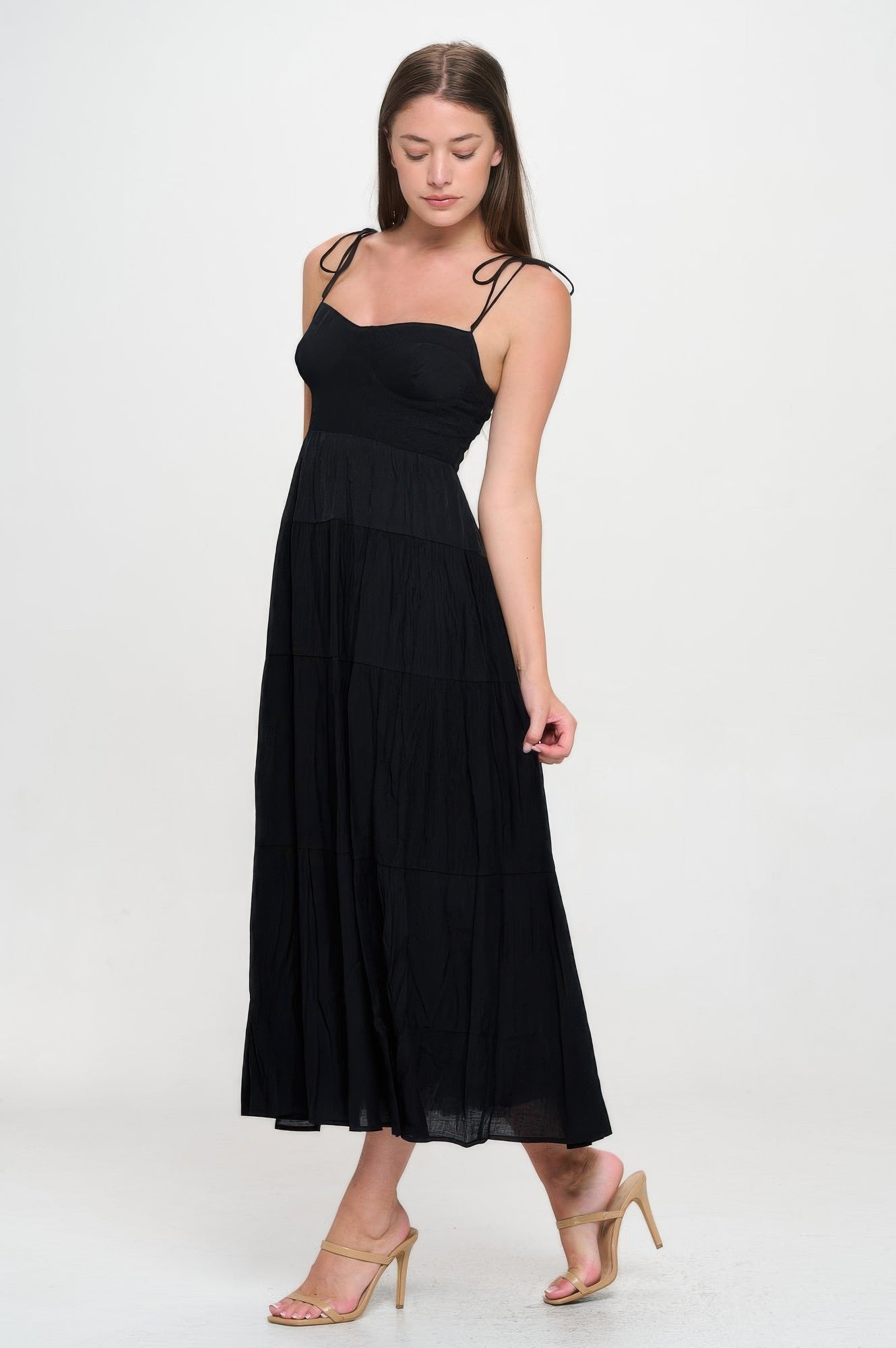 Solid Smocked Ruffle Maxi Dress - AV Fashion’s