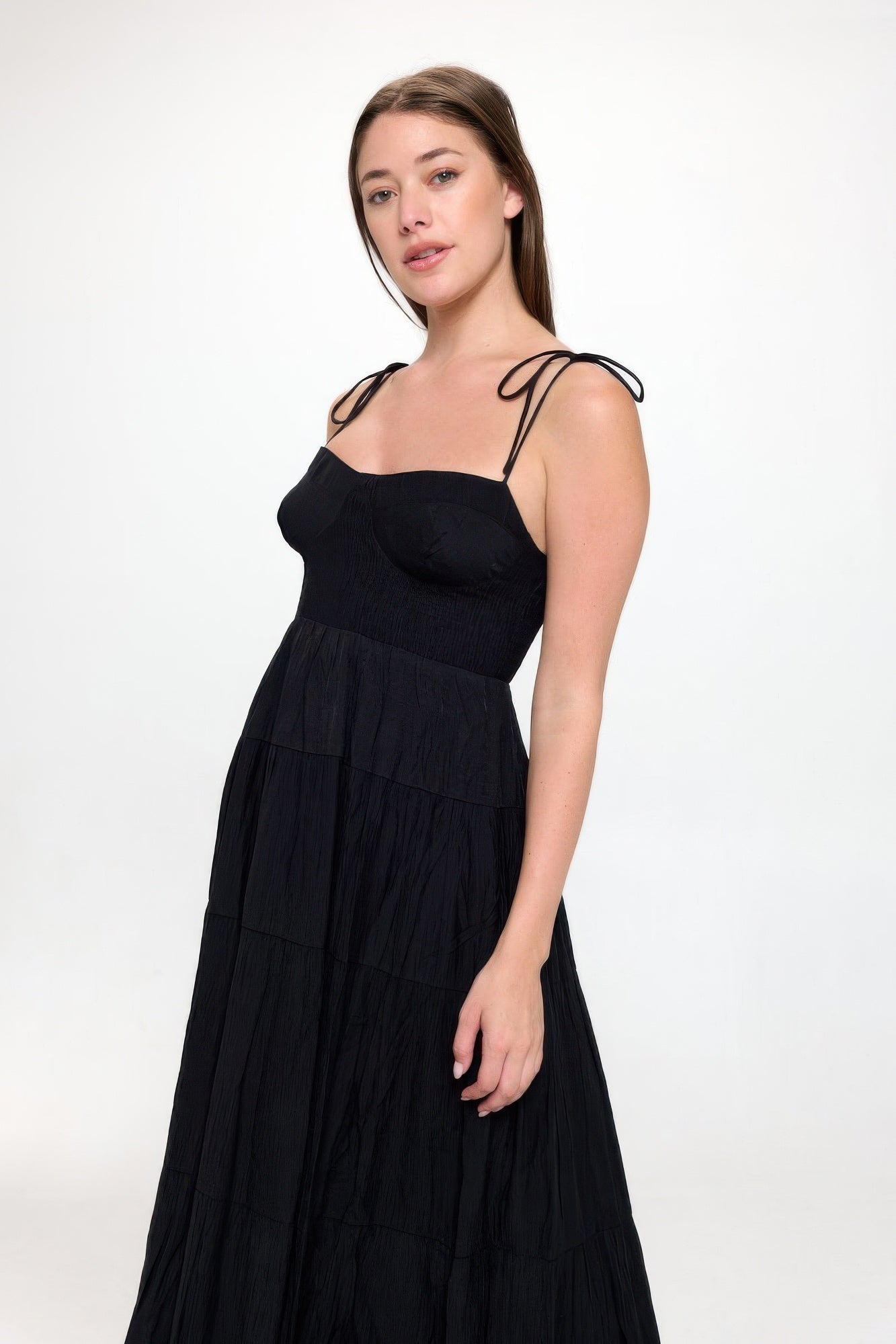 Solid Smocked Ruffle Maxi Dress - AV Fashion’s