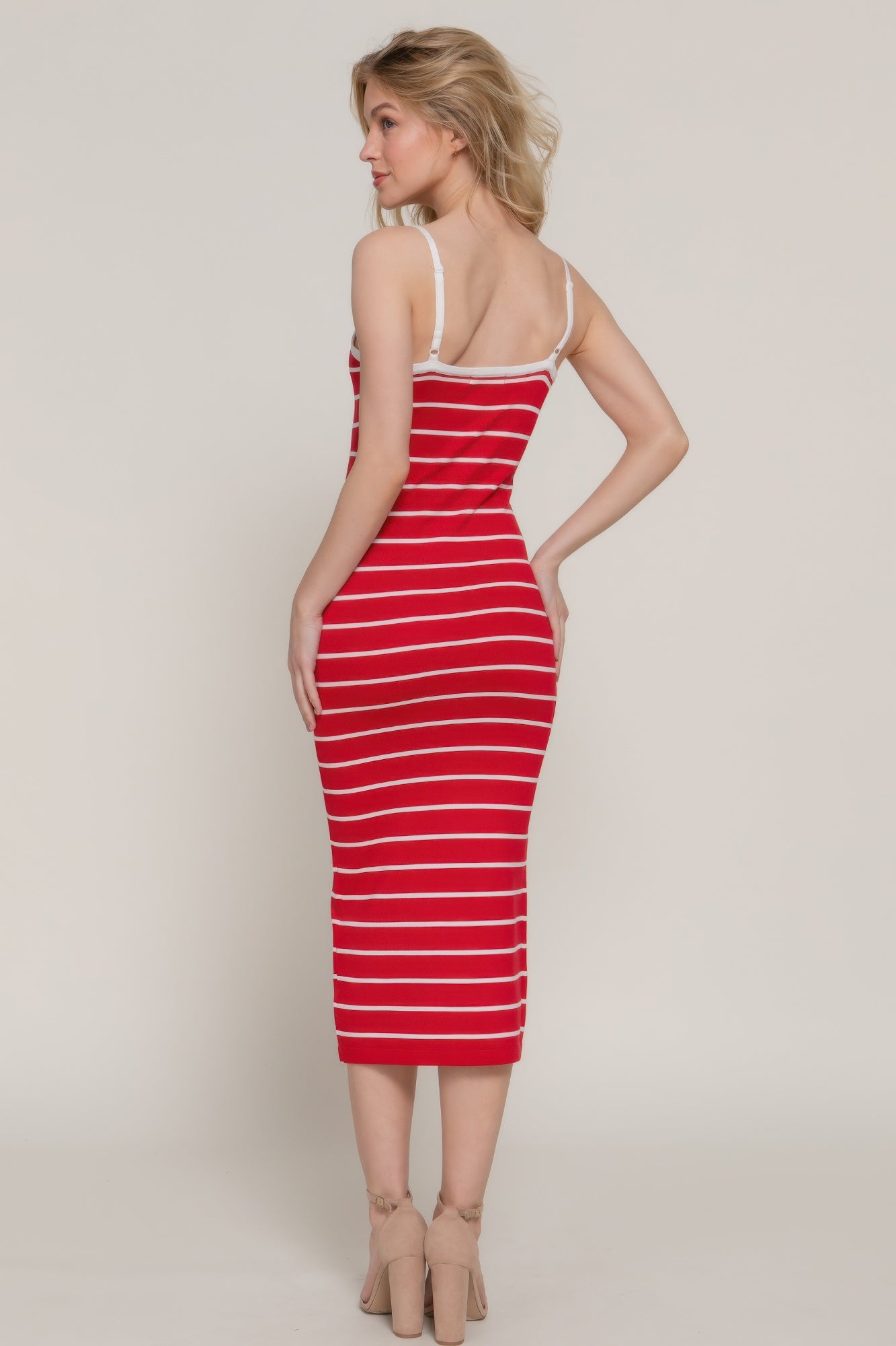 Straight Neck Stripe Spring Sweater Dress - AV Fashion’s