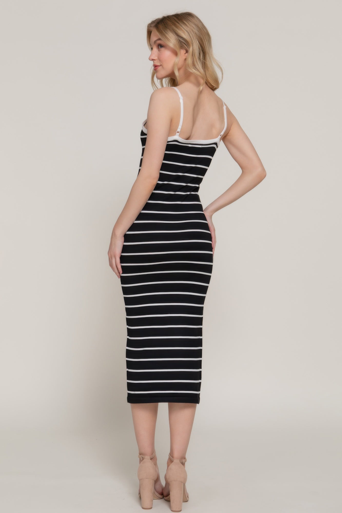 Straight Neck Stripe Spring Sweater Dress - AV Fashion’s