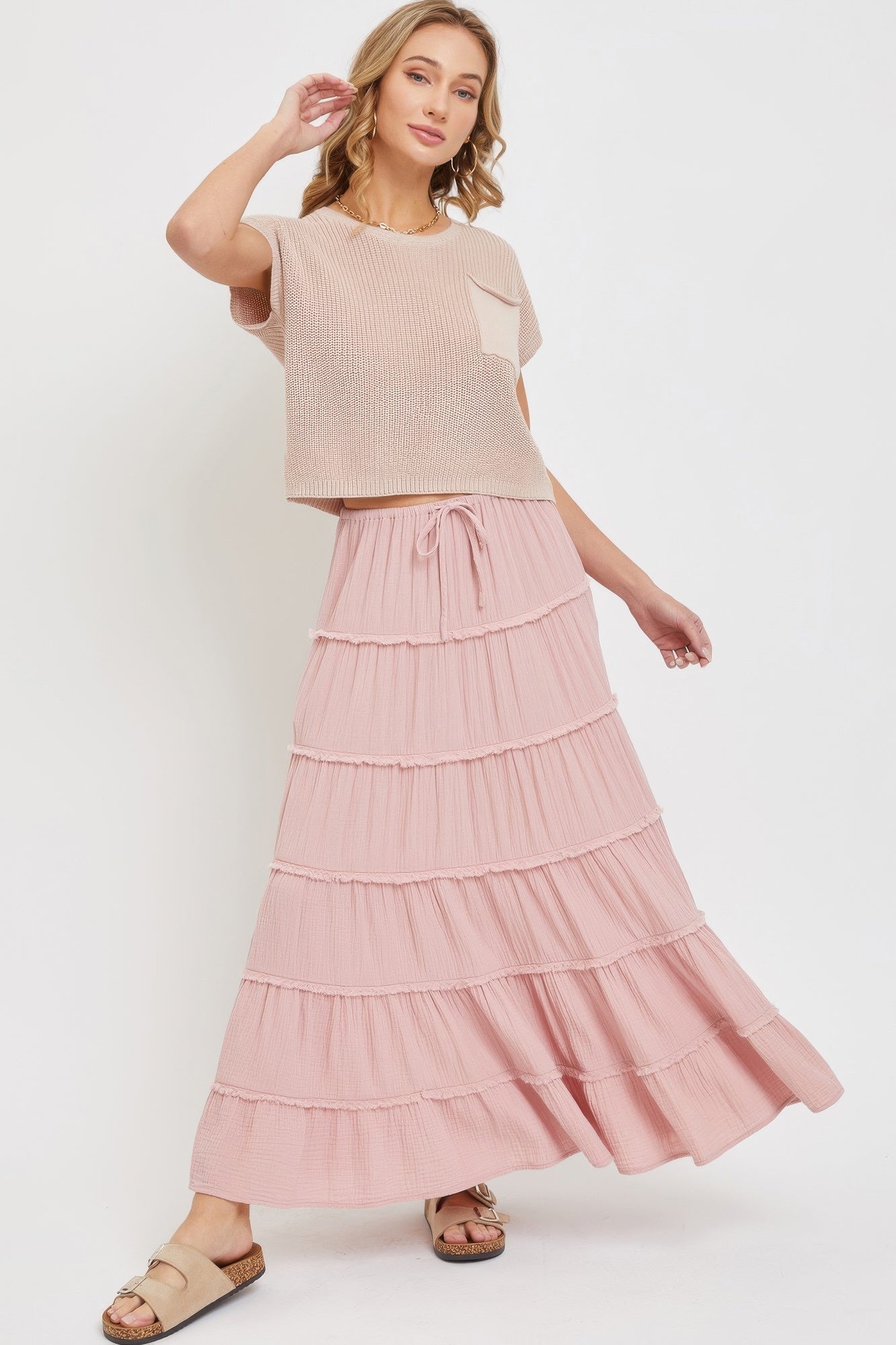 Cotton Gauze Tiered Maxi Skirt - AV Fashion’s