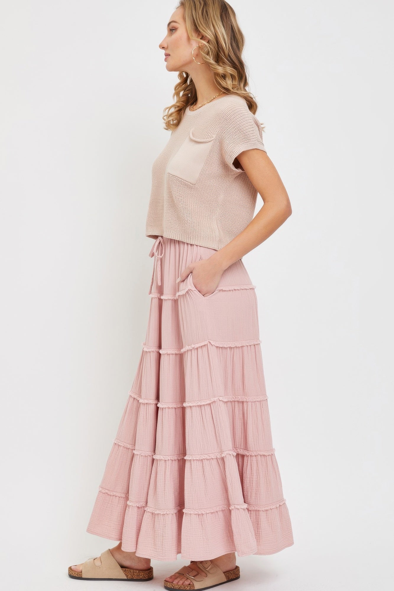 Cotton Gauze Tiered Maxi Skirt - AV Fashion’s