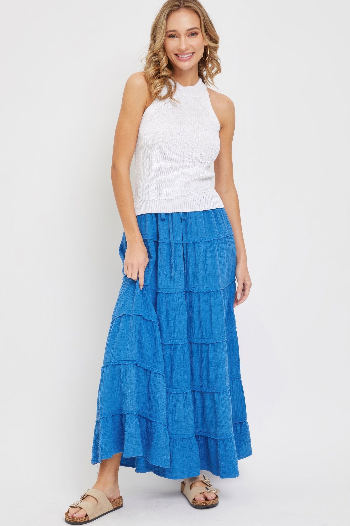 Cotton Gauze Tiered Maxi Skirt - AV Fashion’s