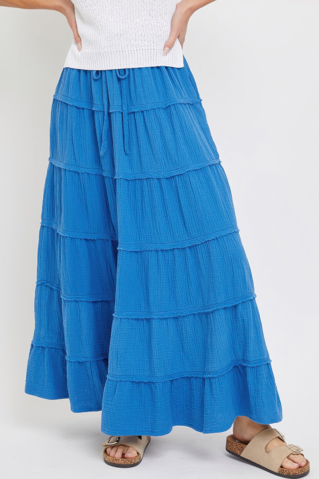 Cotton Gauze Tiered Maxi Skirt - AV Fashion’s