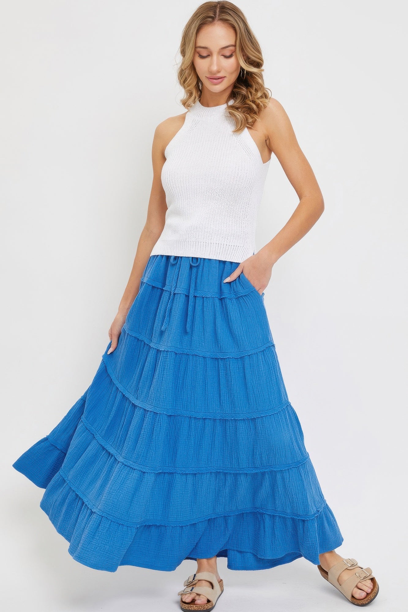 Cotton Gauze Tiered Maxi Skirt - AV Fashion’s