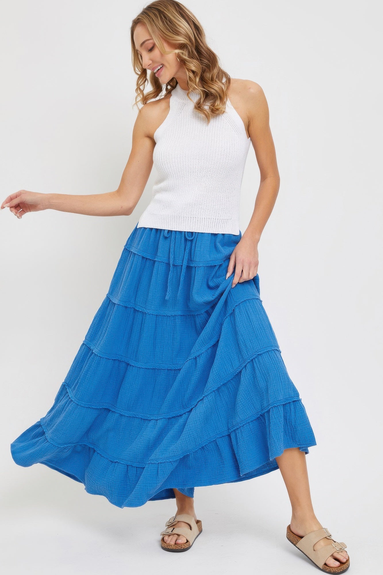 Cotton Gauze Tiered Maxi Skirt - AV Fashion’s