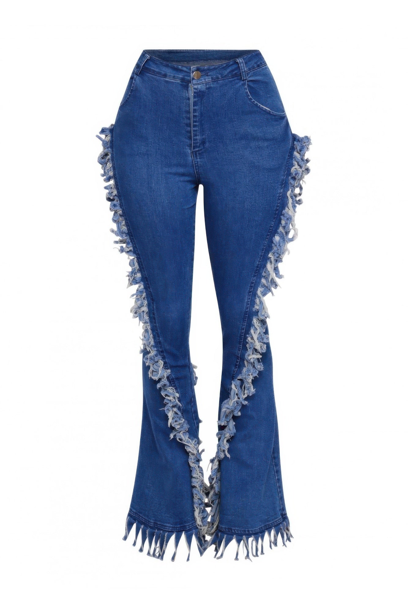 Distressed Fringe Denim Flared Pant - AV Fashion’s