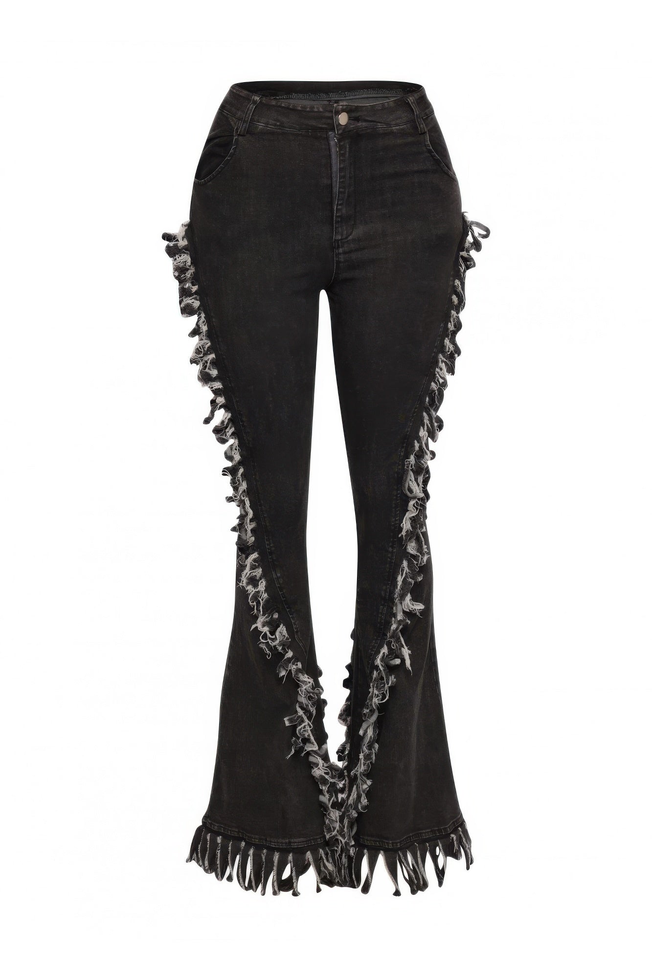 Distressed Fringe Denim Flared Pant - AV Fashion’s
