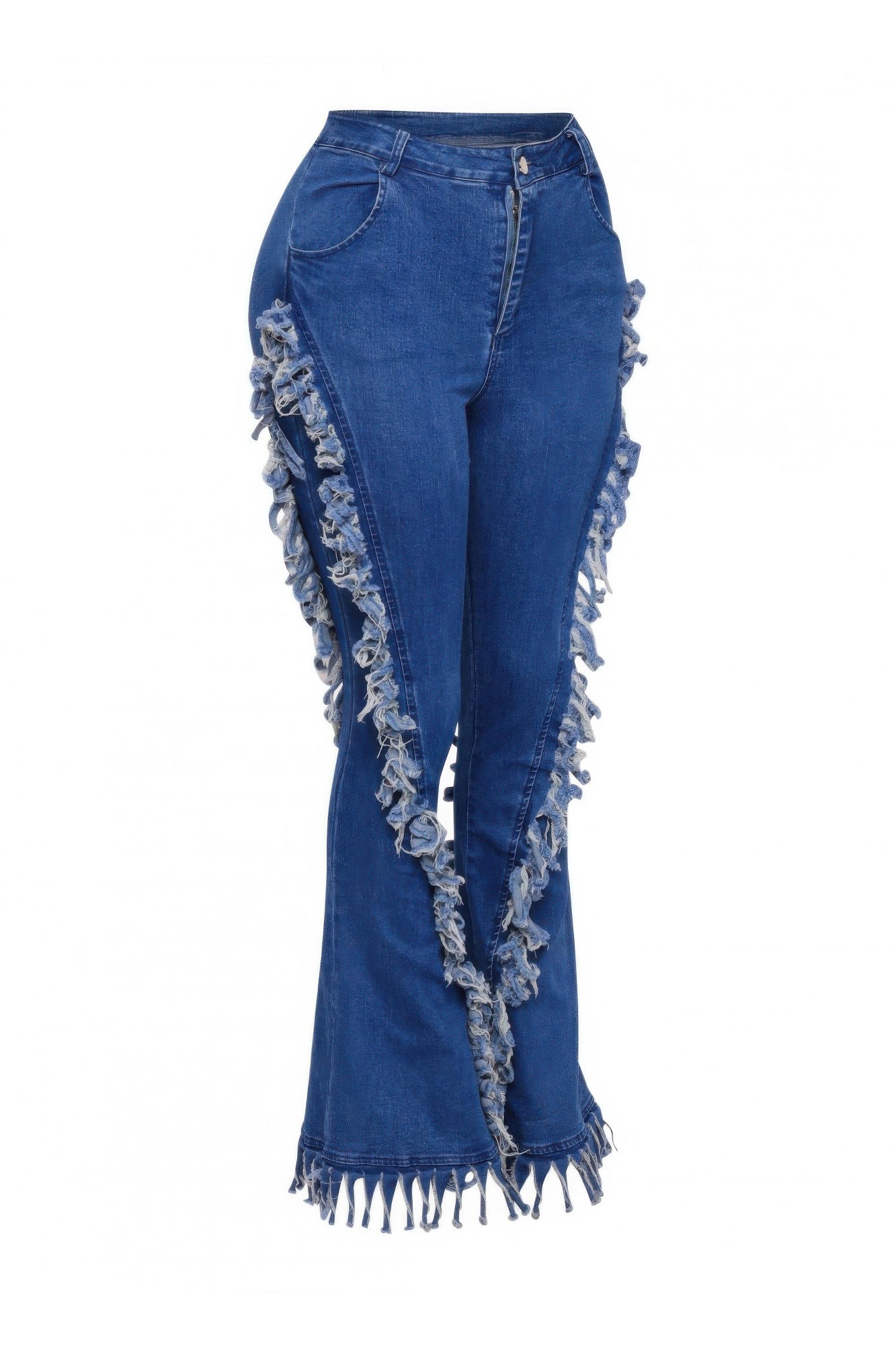 Distressed Fringe Denim Flared Pant - AV Fashion’s