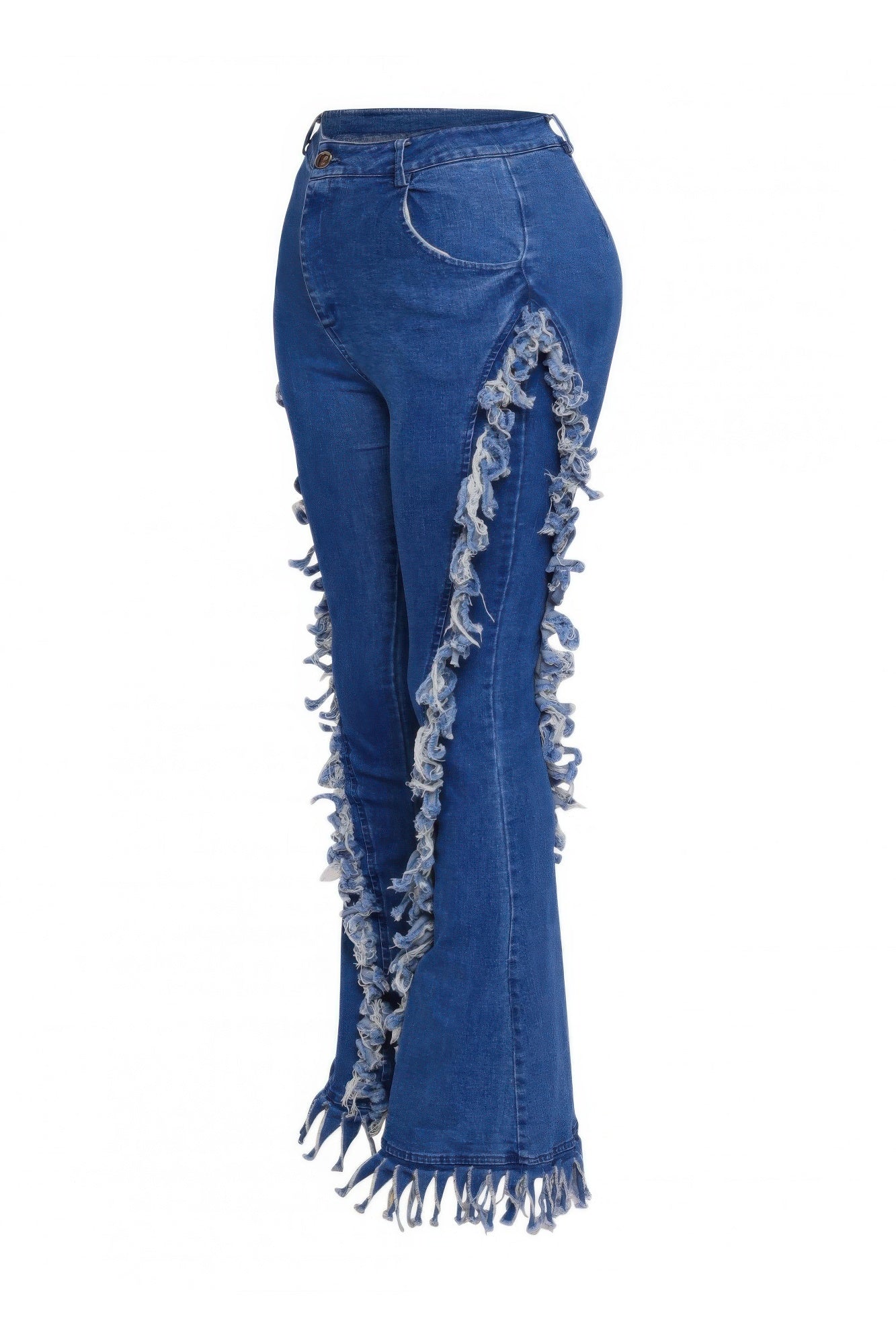 Distressed Fringe Denim Flared Pant - AV Fashion’s