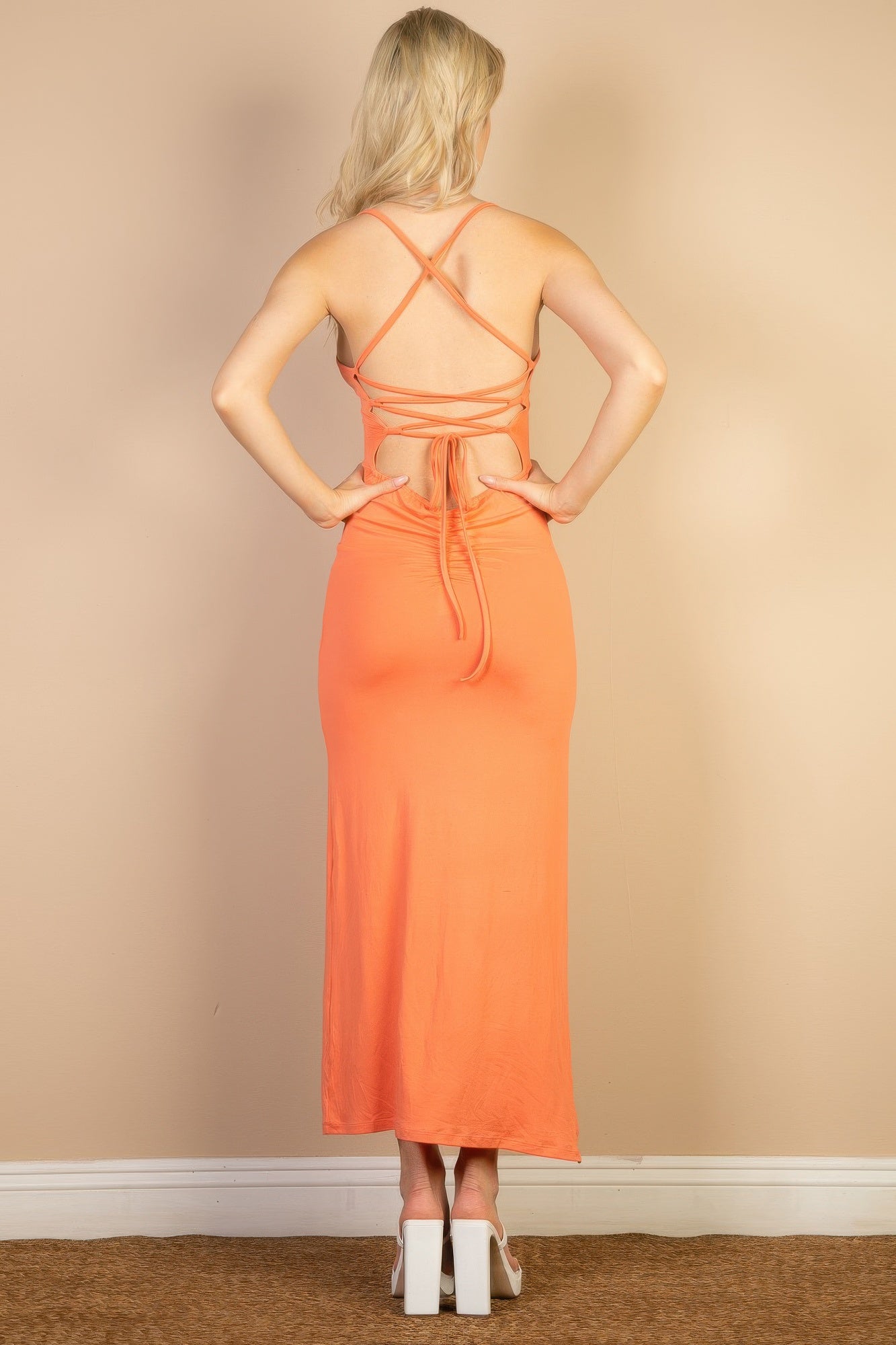 Solid Cami Maxi Slit Dress - AV Fashion’s