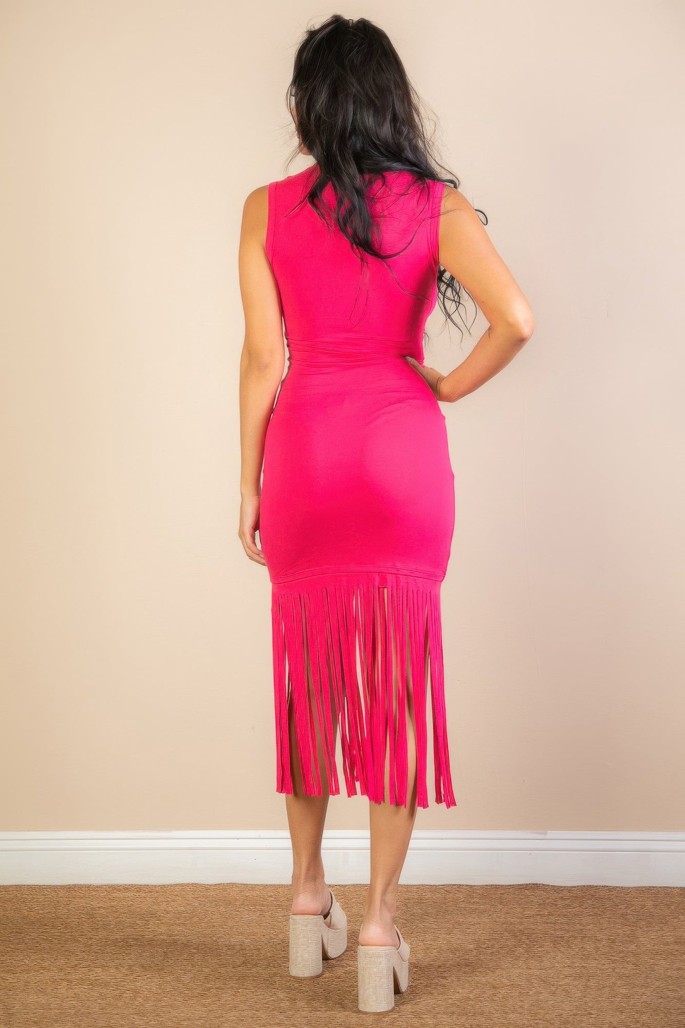 Sleeveless Fringe Midi Dress - AV Fashion’s