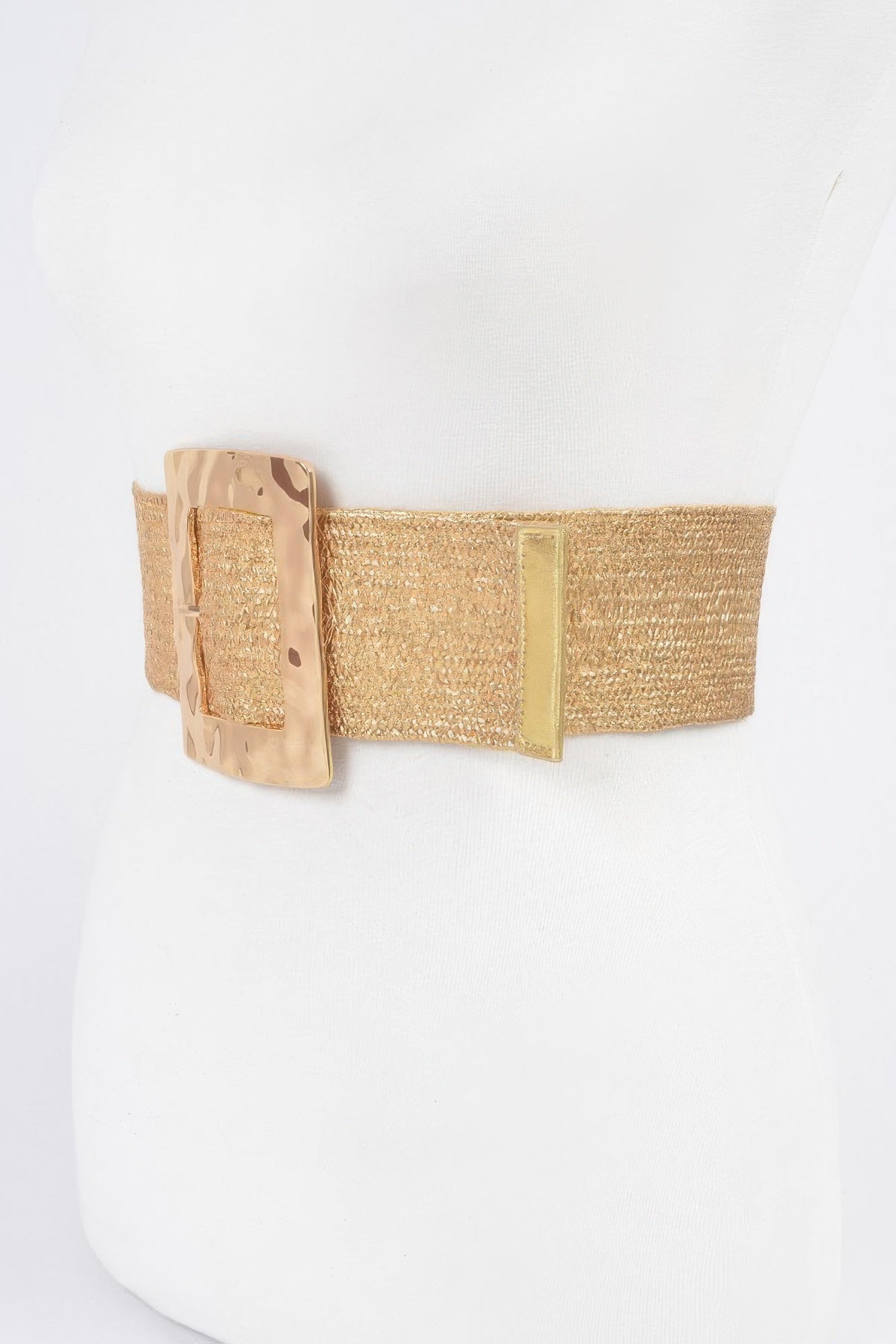 Rectangle Metal Buckle Stretch Straw Belt - AV Fashion’s
