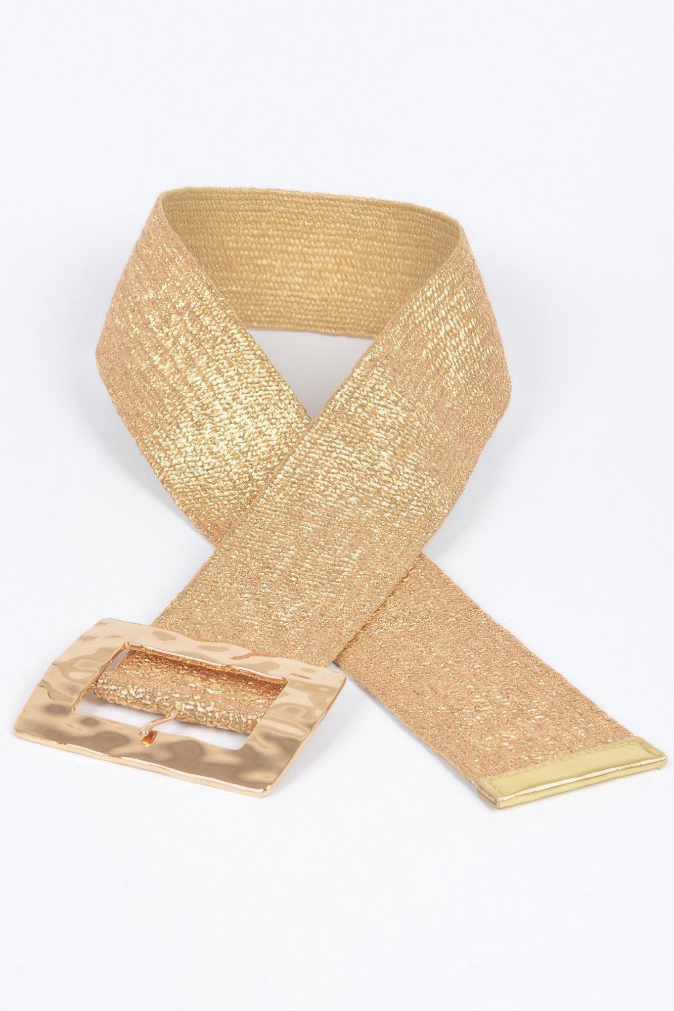Rectangle Metal Buckle Stretch Straw Belt - AV Fashion’s