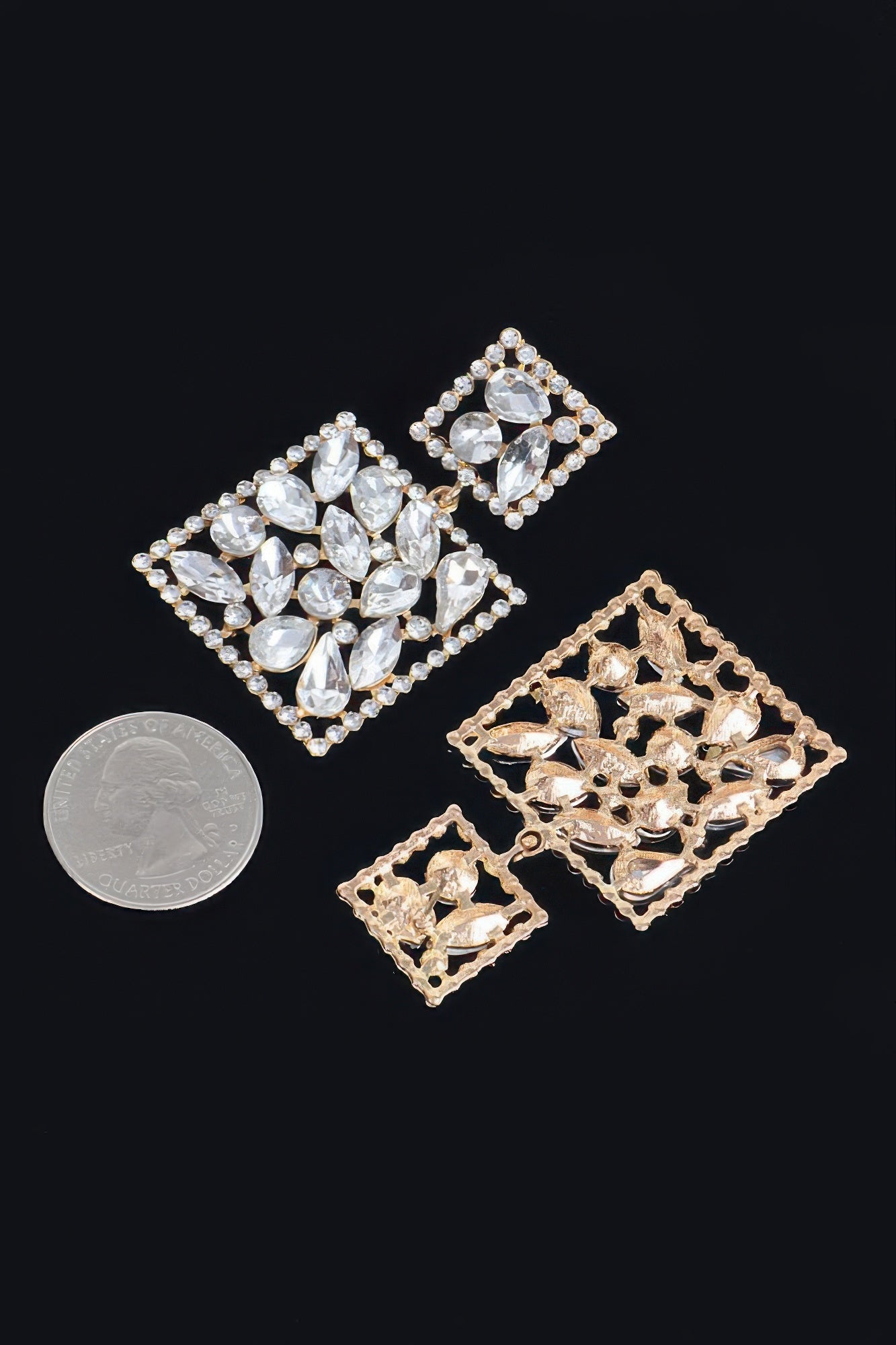 Square Dangle Rhinestone Earring - AV Fashion’s
