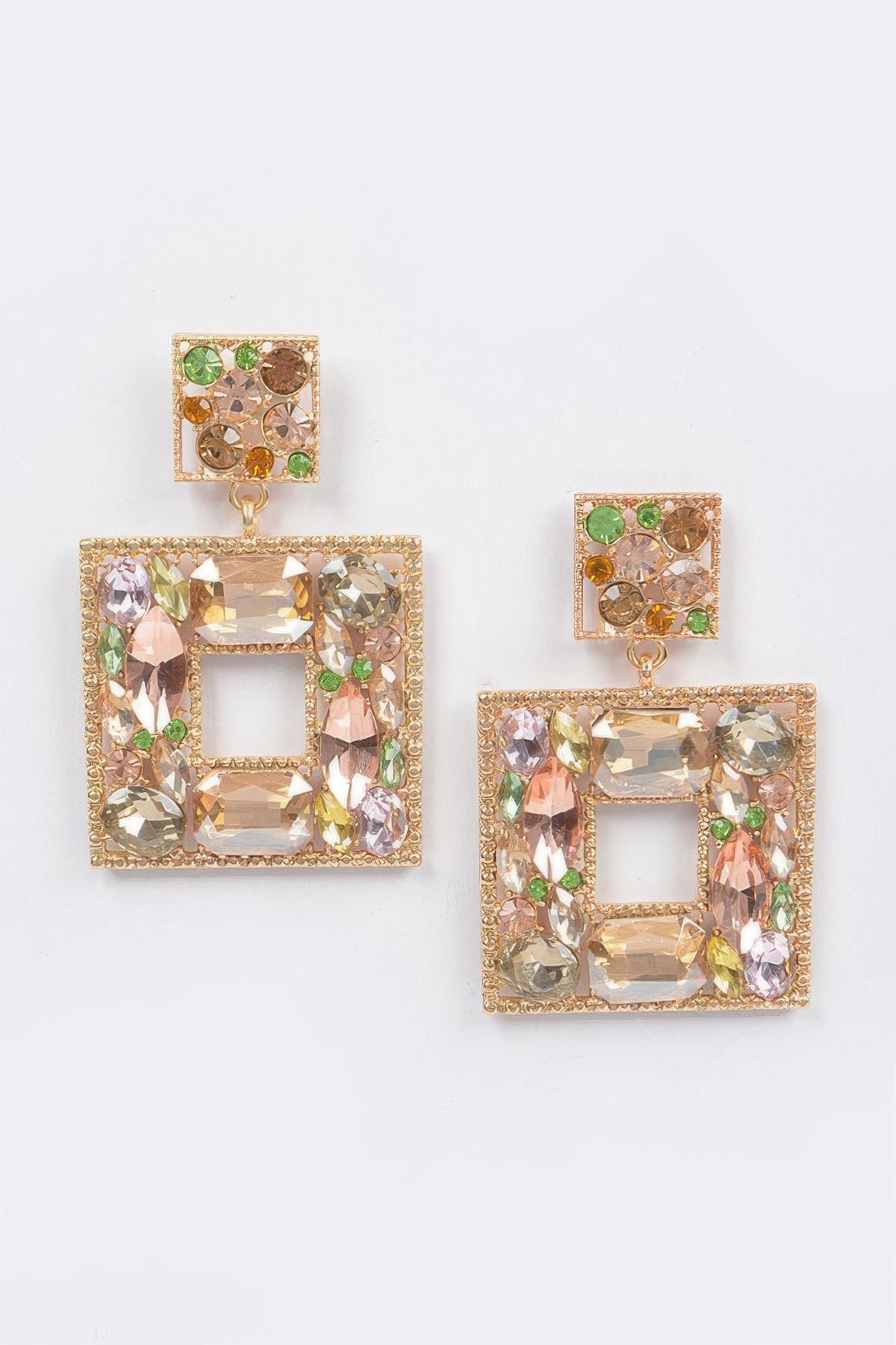 Double Square Bejeweled Earring - AV Fashion’s