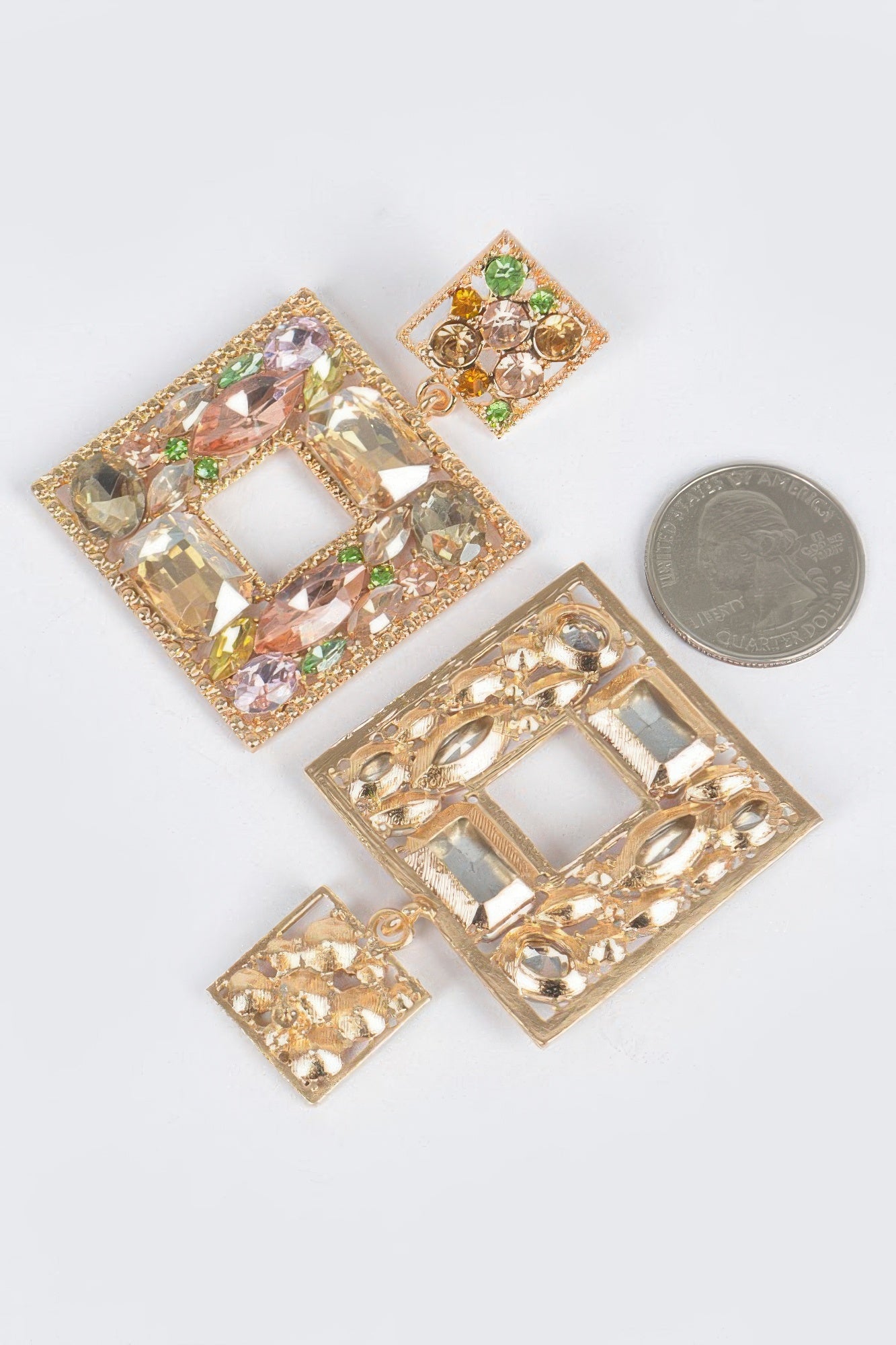 Double Square Bejeweled Earring - AV Fashion’s
