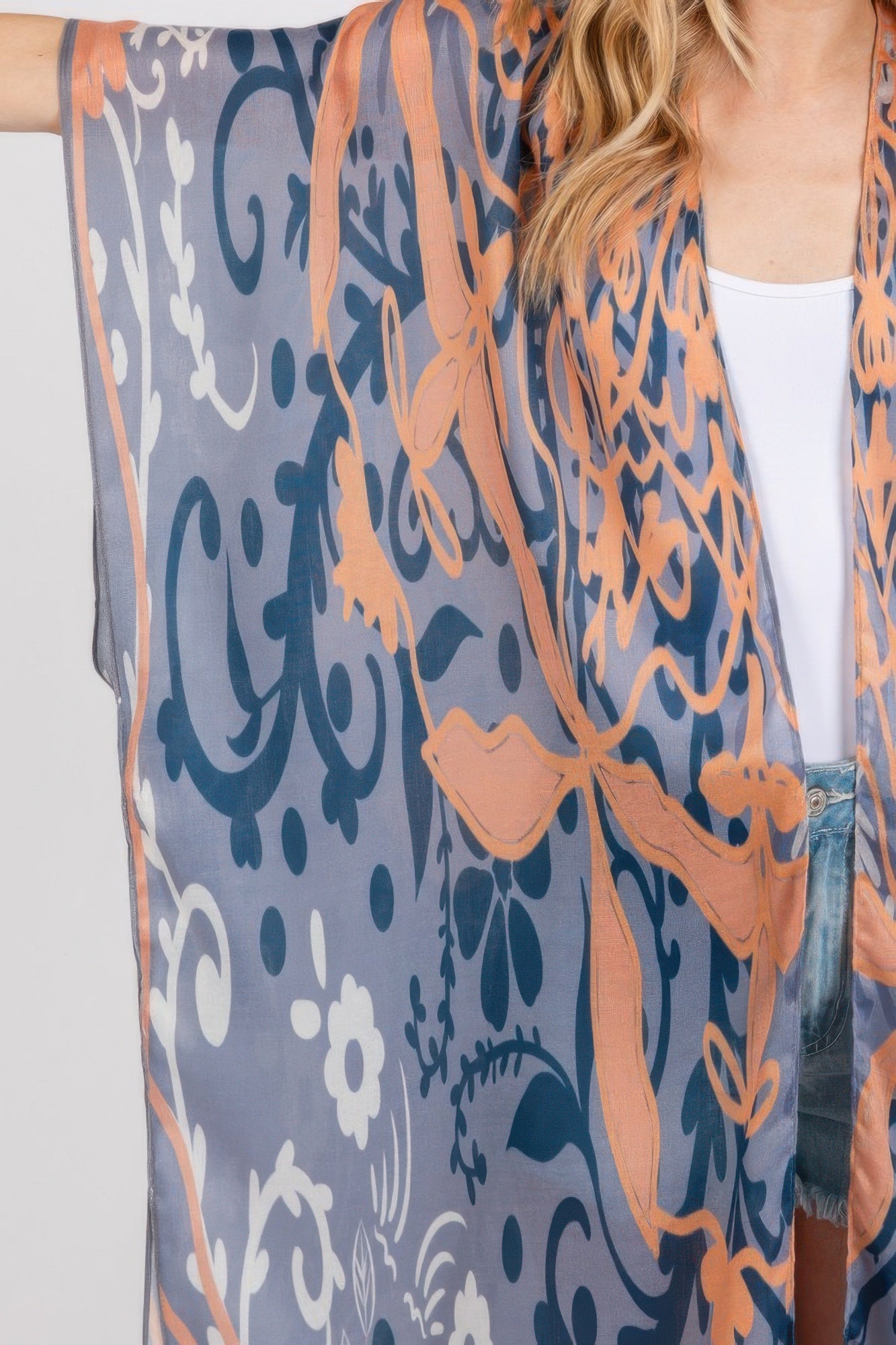 Boho Print Open Front Long Kimono - AV Fashion’s
