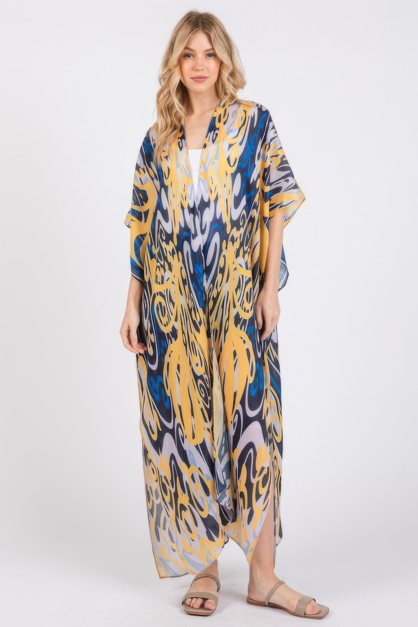 Boho Print Open Front Long Kimono - AV Fashion’s