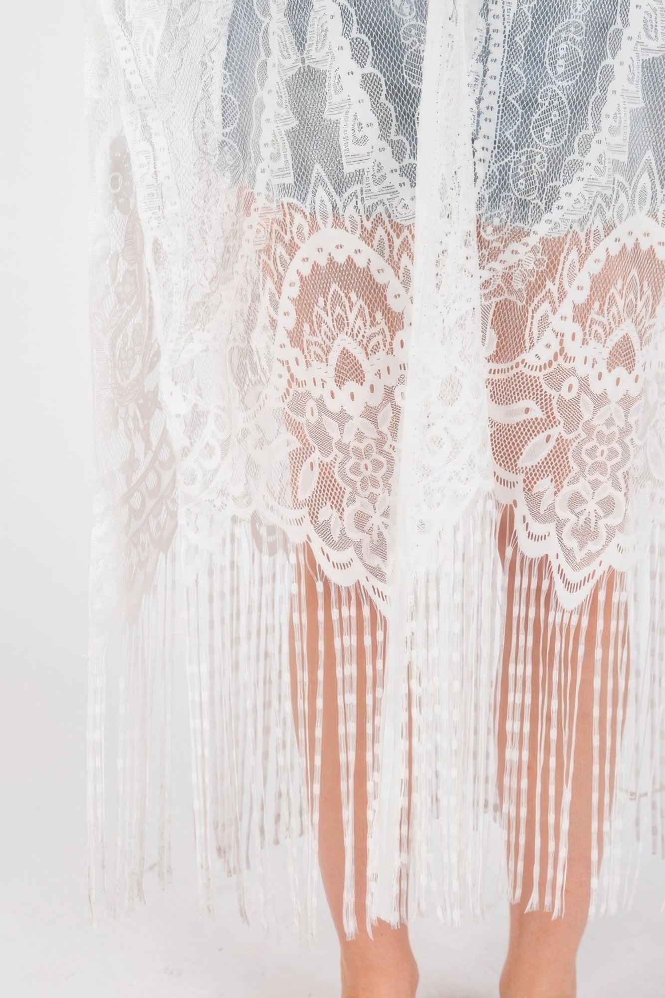 Elegant Lace Fringe Cover Up Kimono - AV Fashion’s