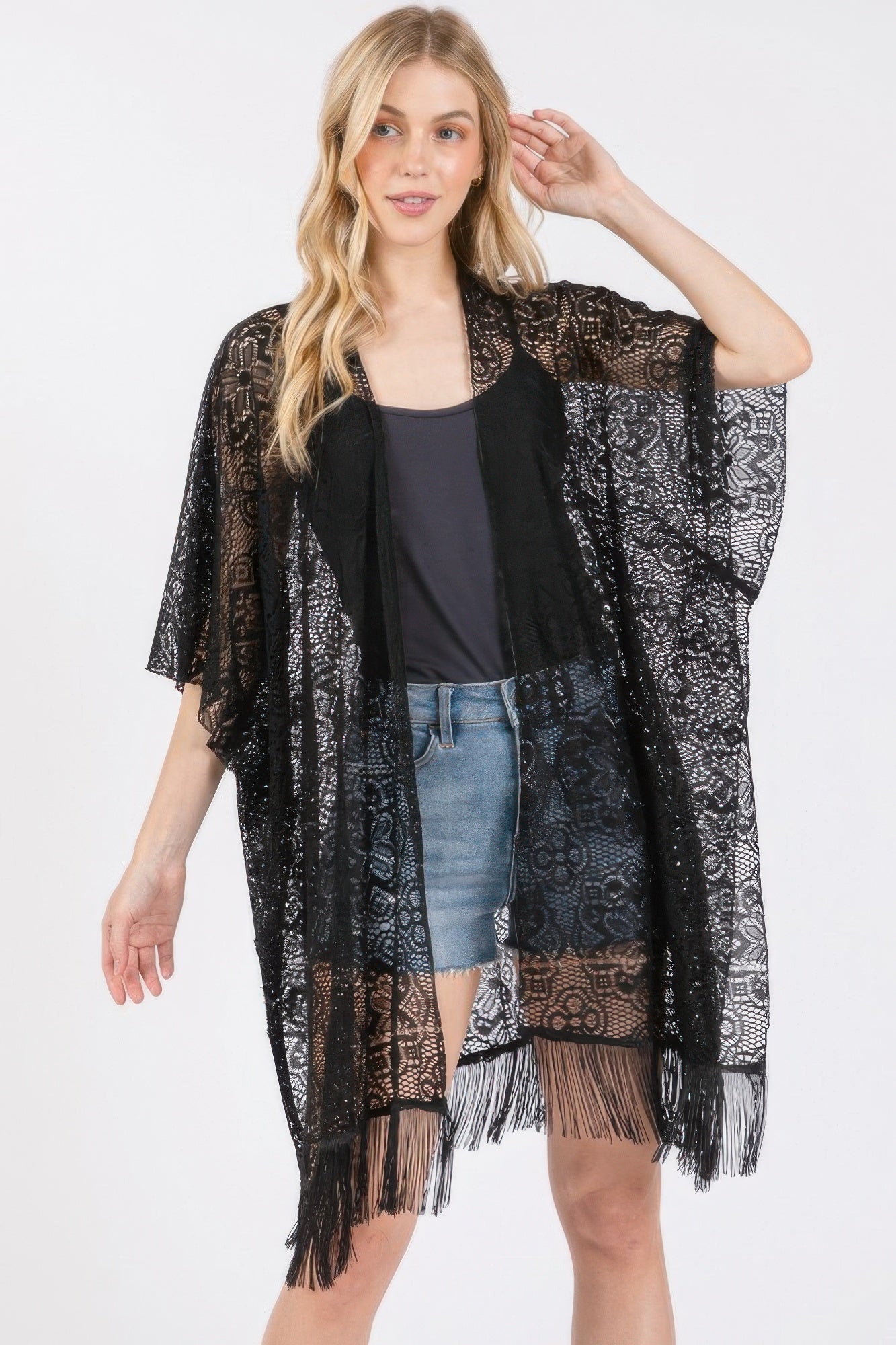 Flower Pattern Crochet Lace Tassel Cover Up - AV Fashion’s