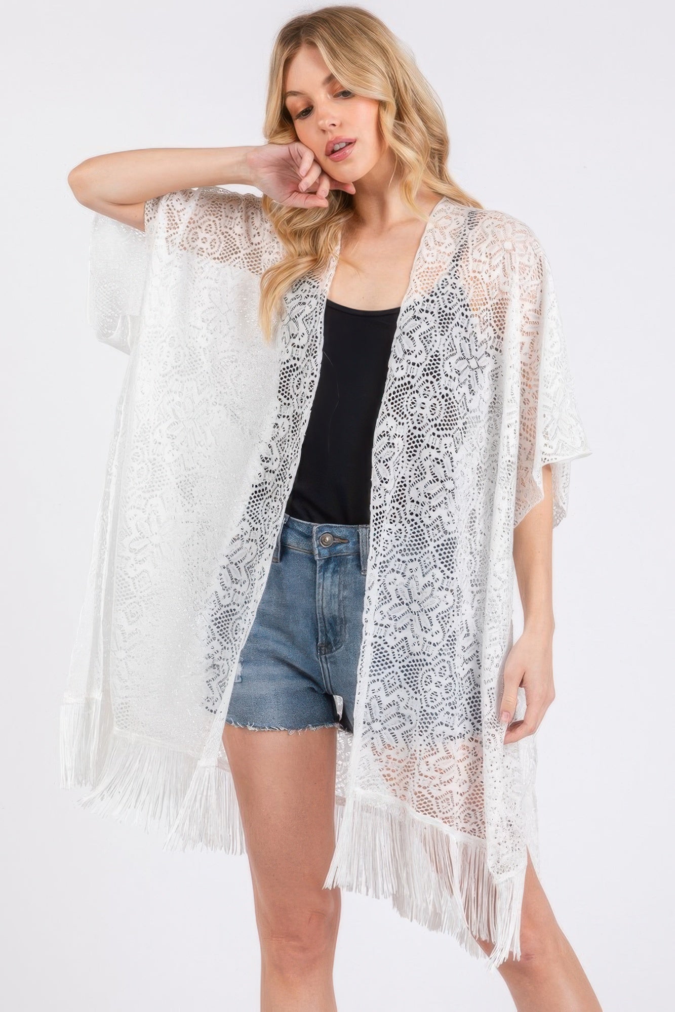 Flower Pattern Crochet Lace Tassel Cover Up - AV Fashion’s