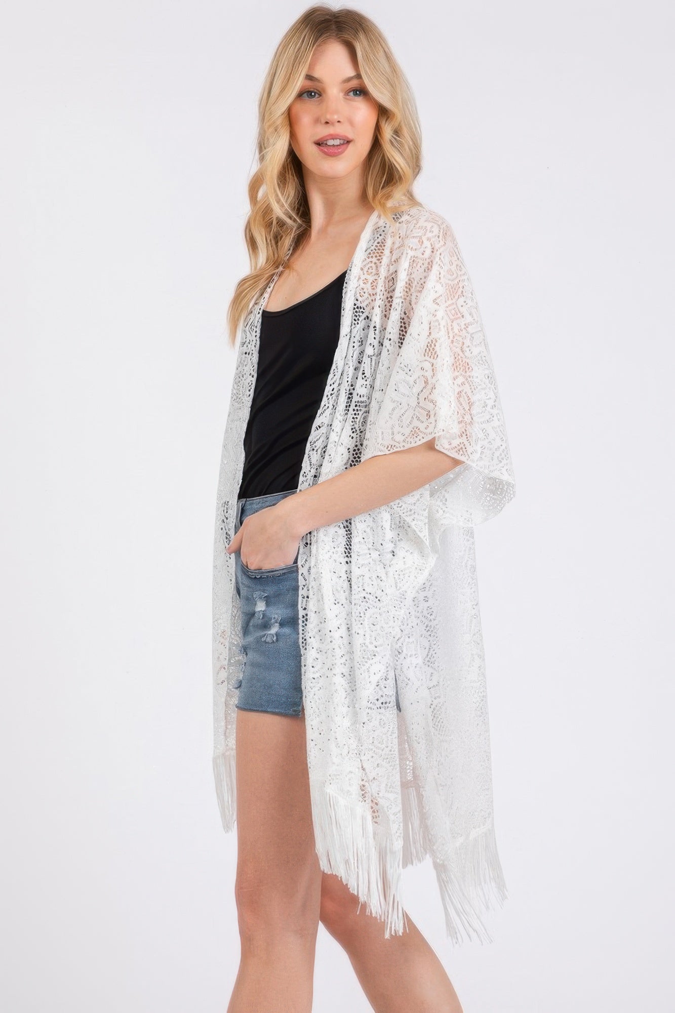 Flower Pattern Crochet Lace Tassel Cover Up - AV Fashion’s