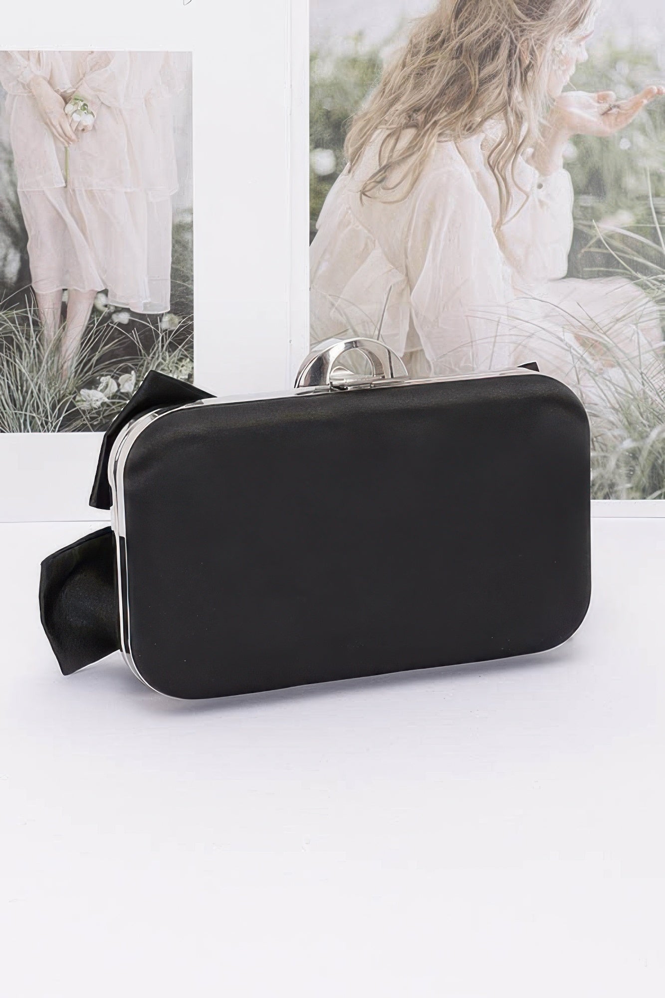 Rhinestone Hotfix Ribbon Nylon Hard Case Clutch - AV Fashion’s